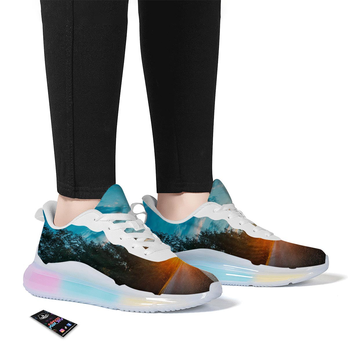 Road Sunrise Print Running Sneakers-grizzshop