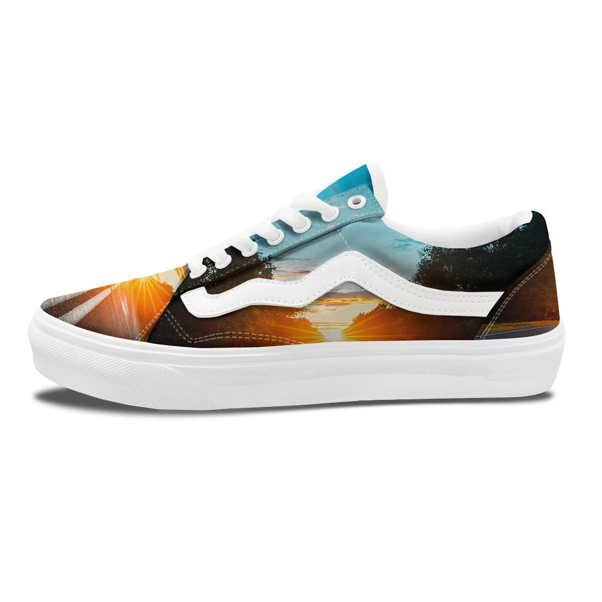 Road Sunrise Print Skate Shoes-grizzshop
