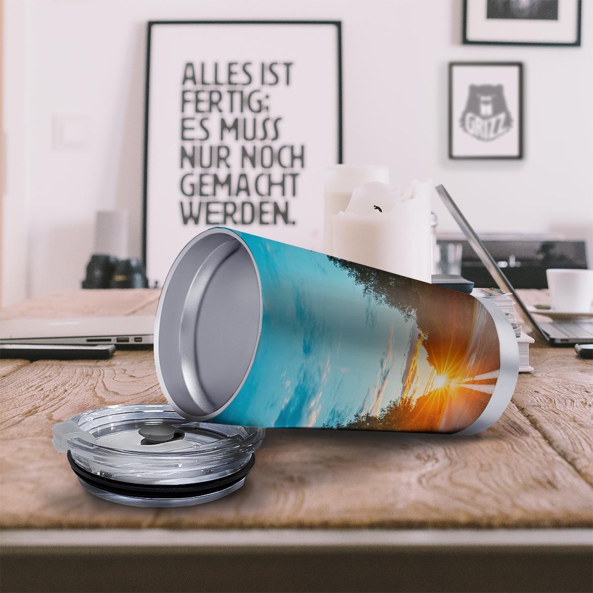 Road Sunrise Print Tumbler-grizzshop