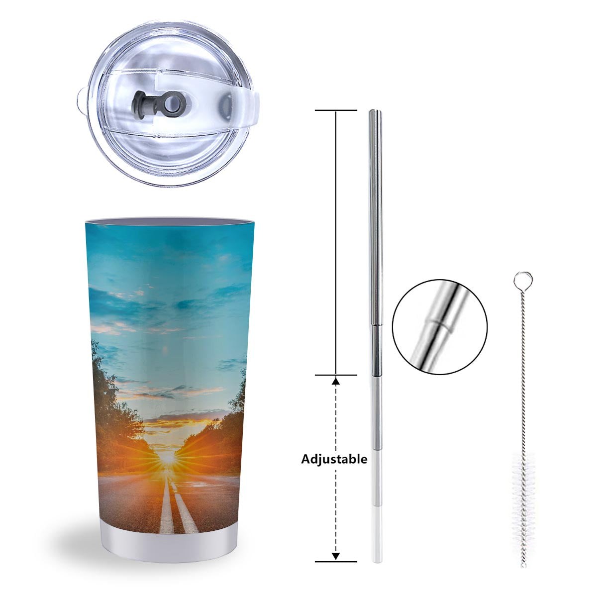Road Sunrise Print Tumbler-grizzshop