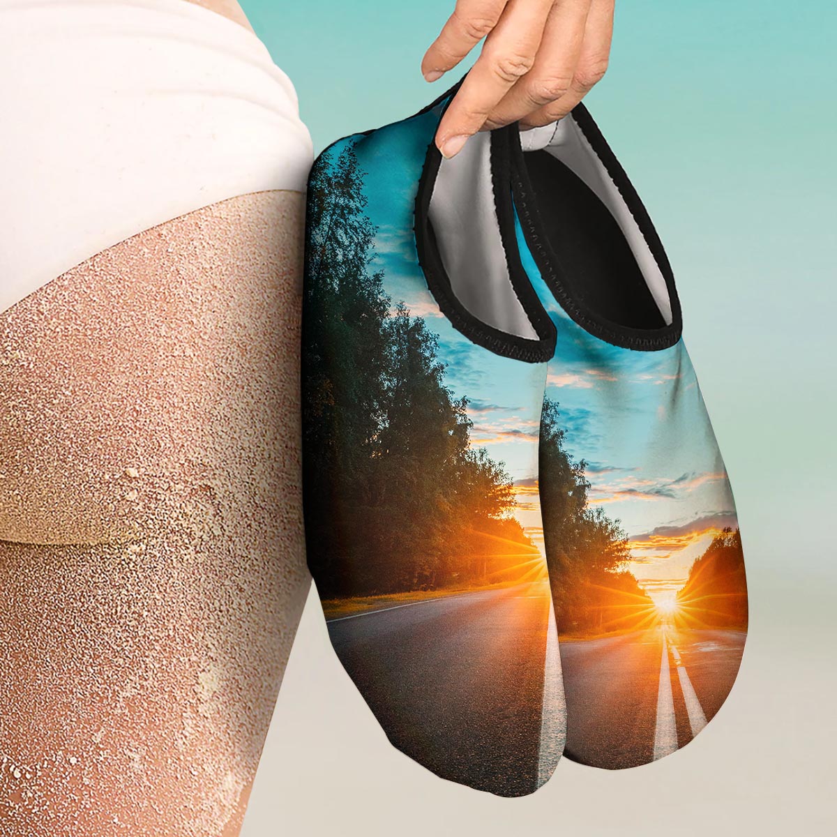 Road Sunrise Print Water Shoes-grizzshop