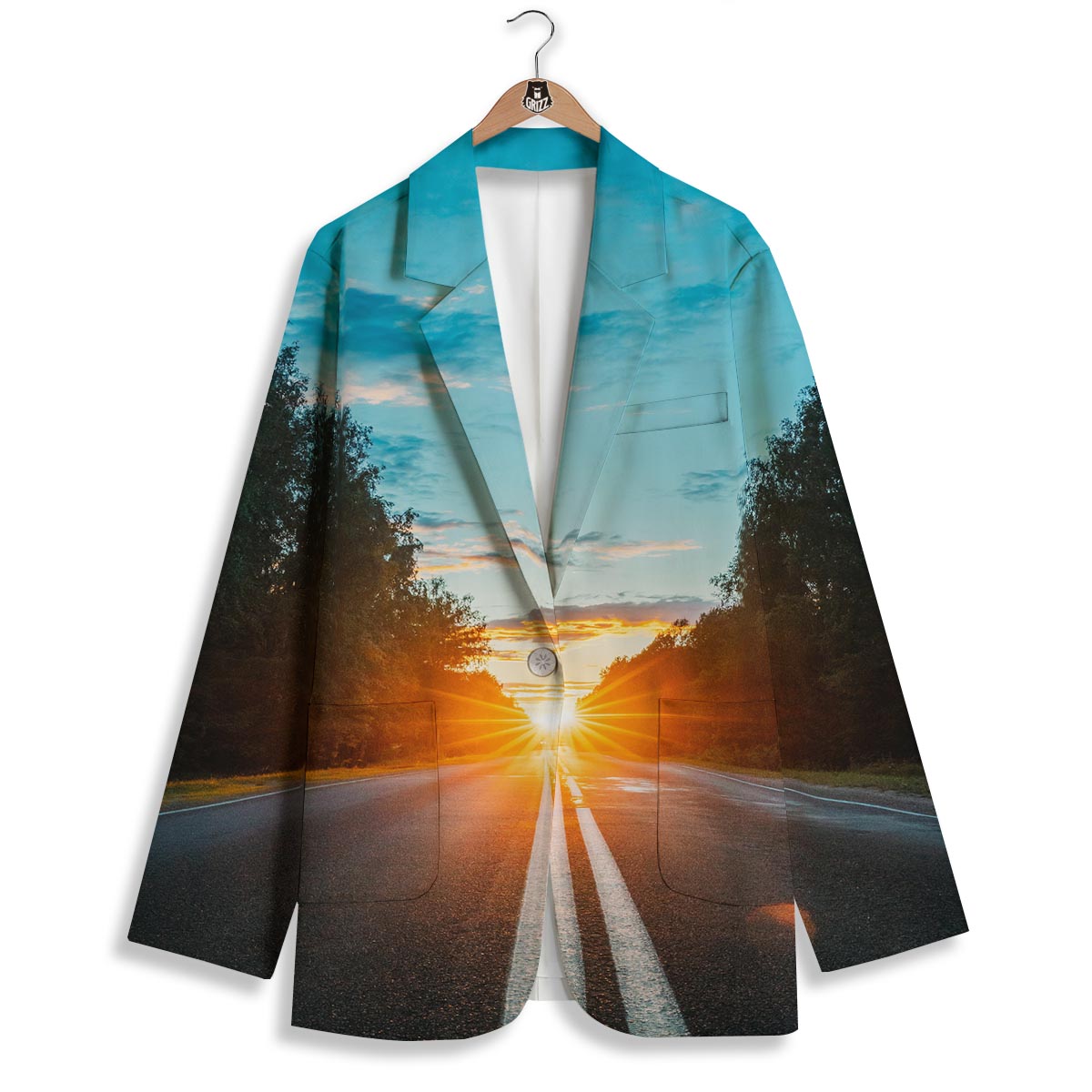 Road Sunrise Print Women's Blazer-grizzshop