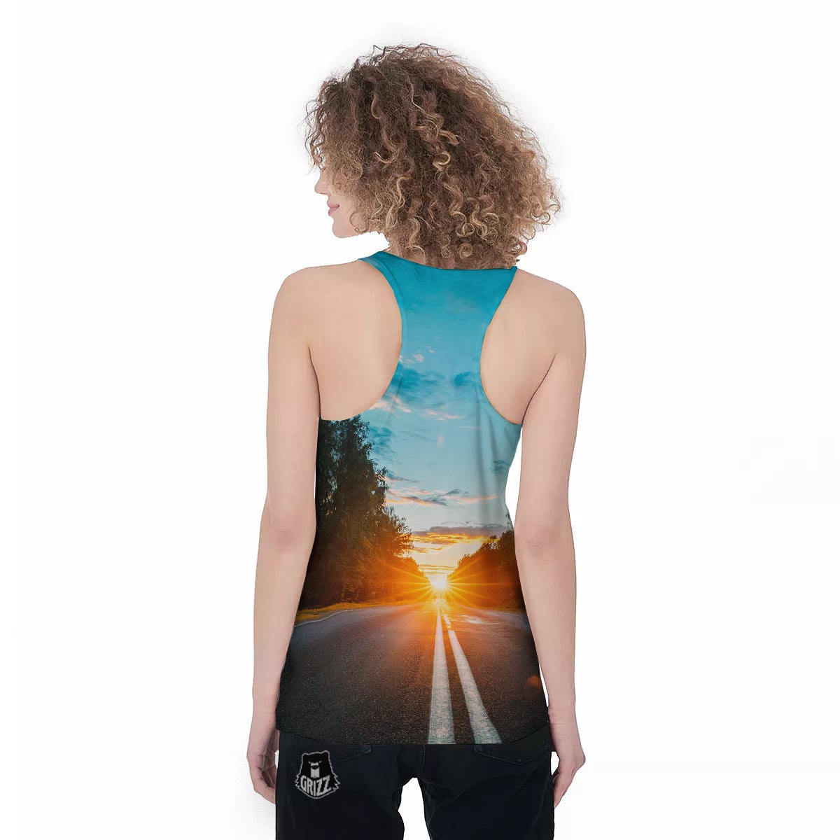 Road Sunrise Print Women's Racerback Tank Top-grizzshop