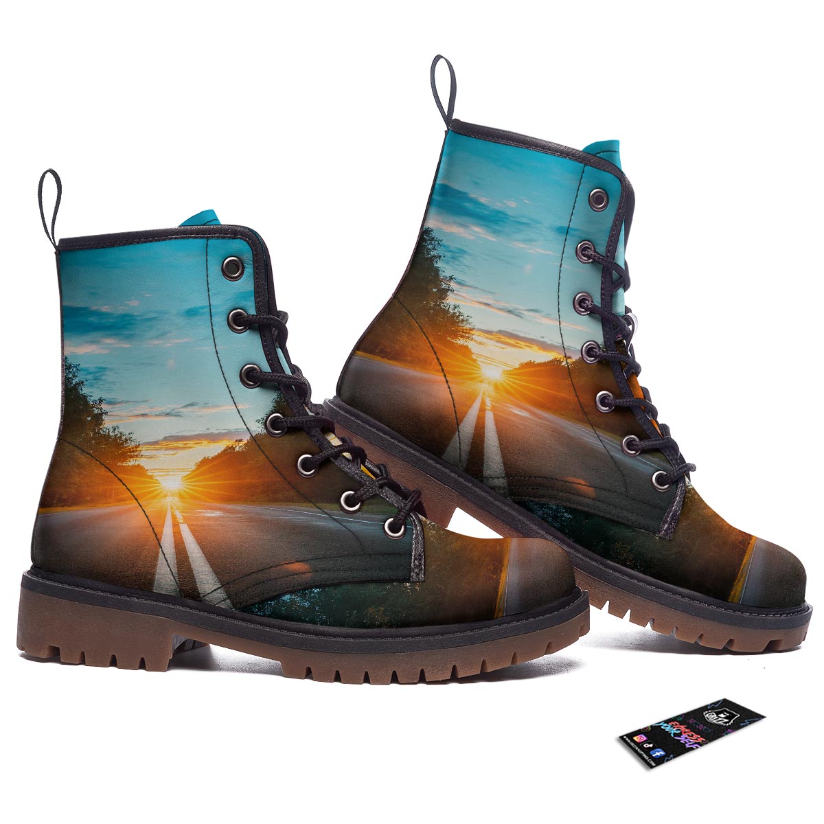 Road Sunrise Print Work Boots-grizzshop