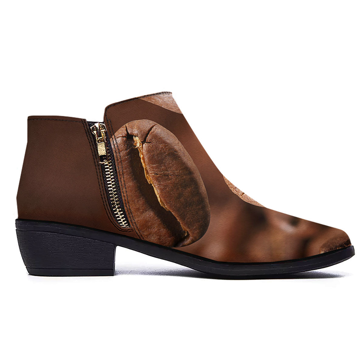 Roasted Coffee Bean Print Ankle Boots-grizzshop