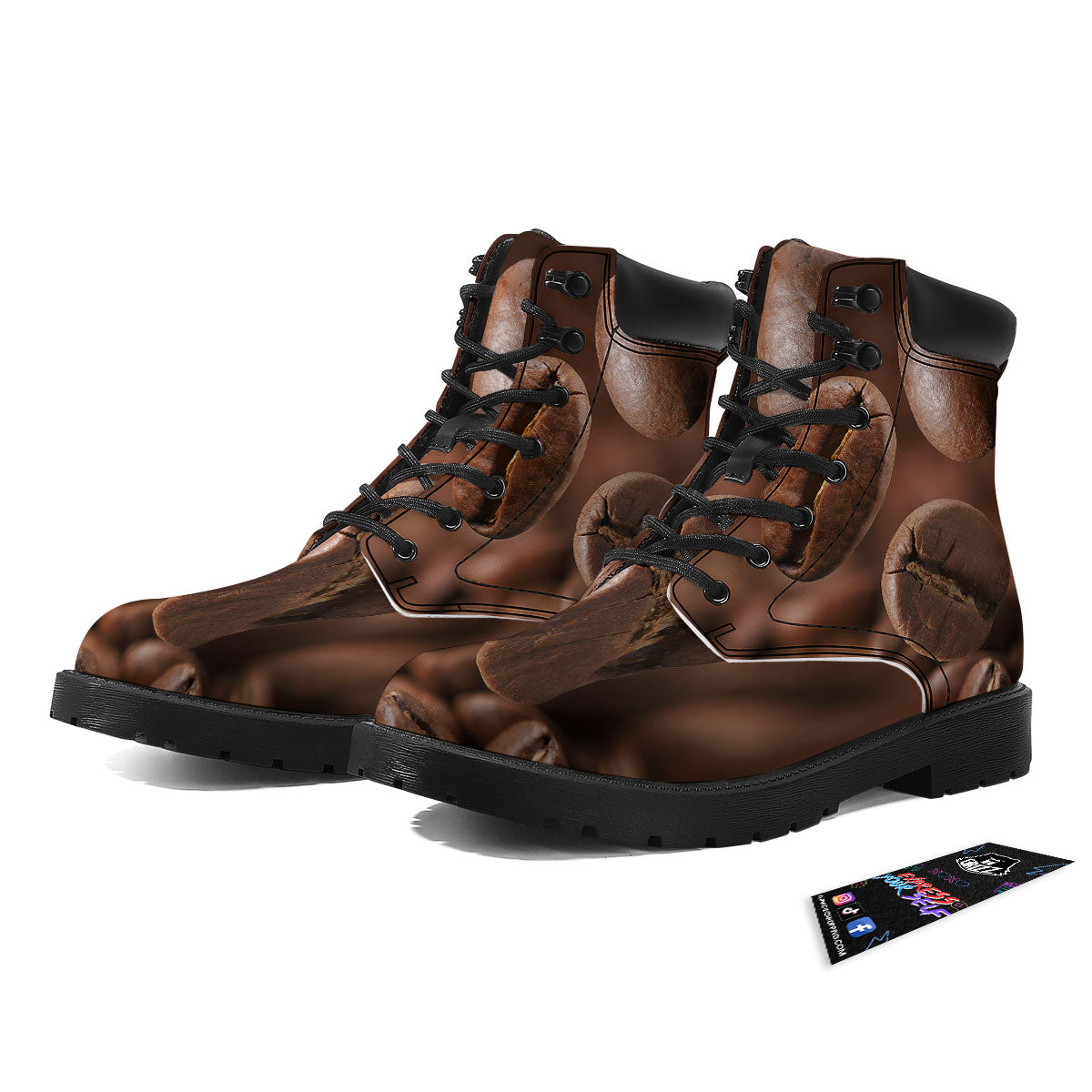 Roasted Coffee Bean Print Boots-grizzshop