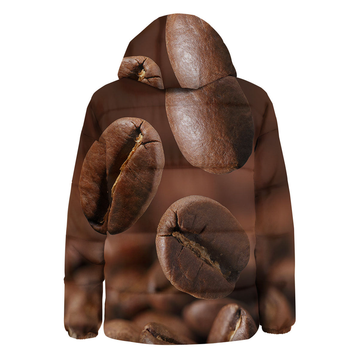 Roasted Coffee Bean Print Down Jacket-grizzshop