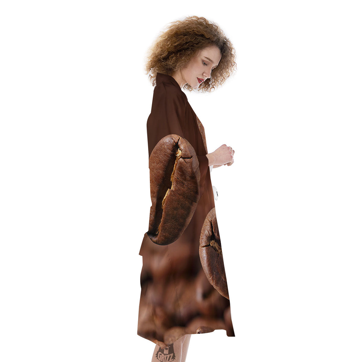 Roasted Coffee Bean Print Kimono-grizzshop