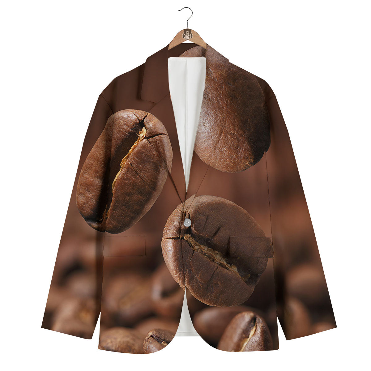Roasted Coffee Bean Print Men's Blazer-grizzshop