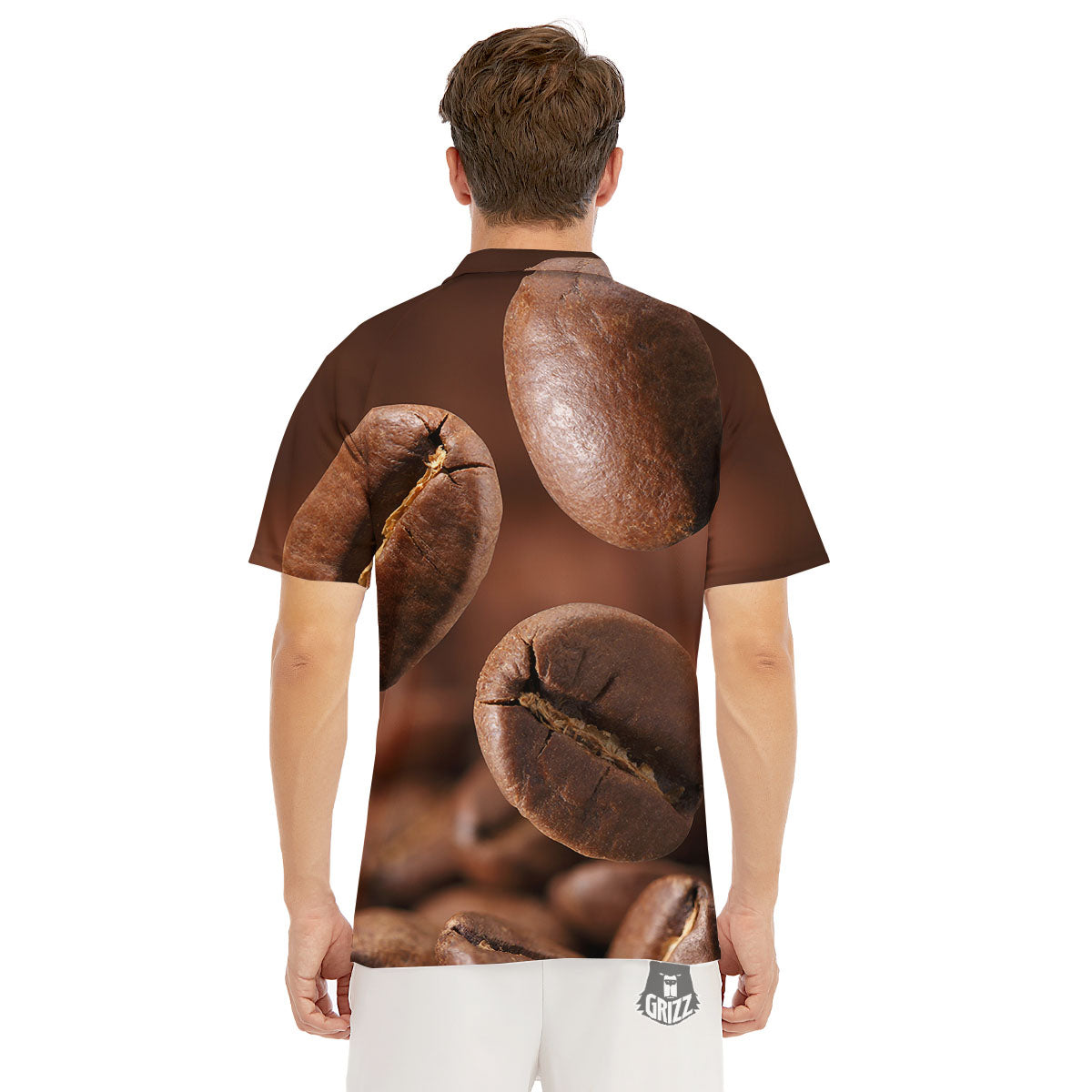 Roasted Coffee Bean Print Men's Golf Shirts-grizzshop