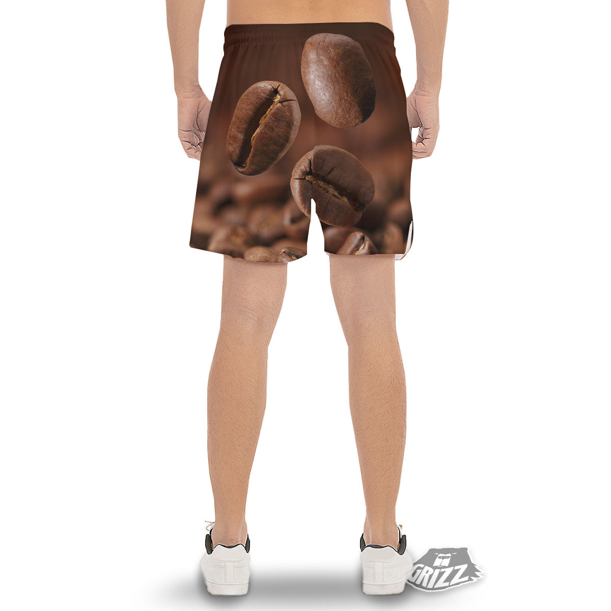 Roasted Coffee Bean Print Men's Gym Shorts-grizzshop