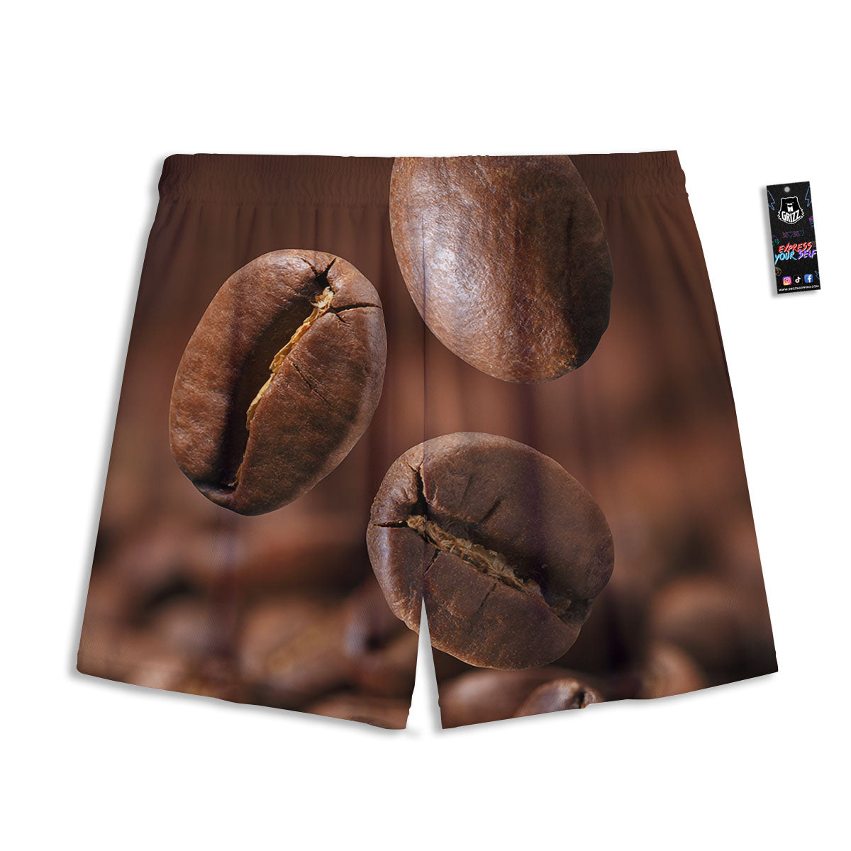 Roasted Coffee Bean Print Mesh Shorts