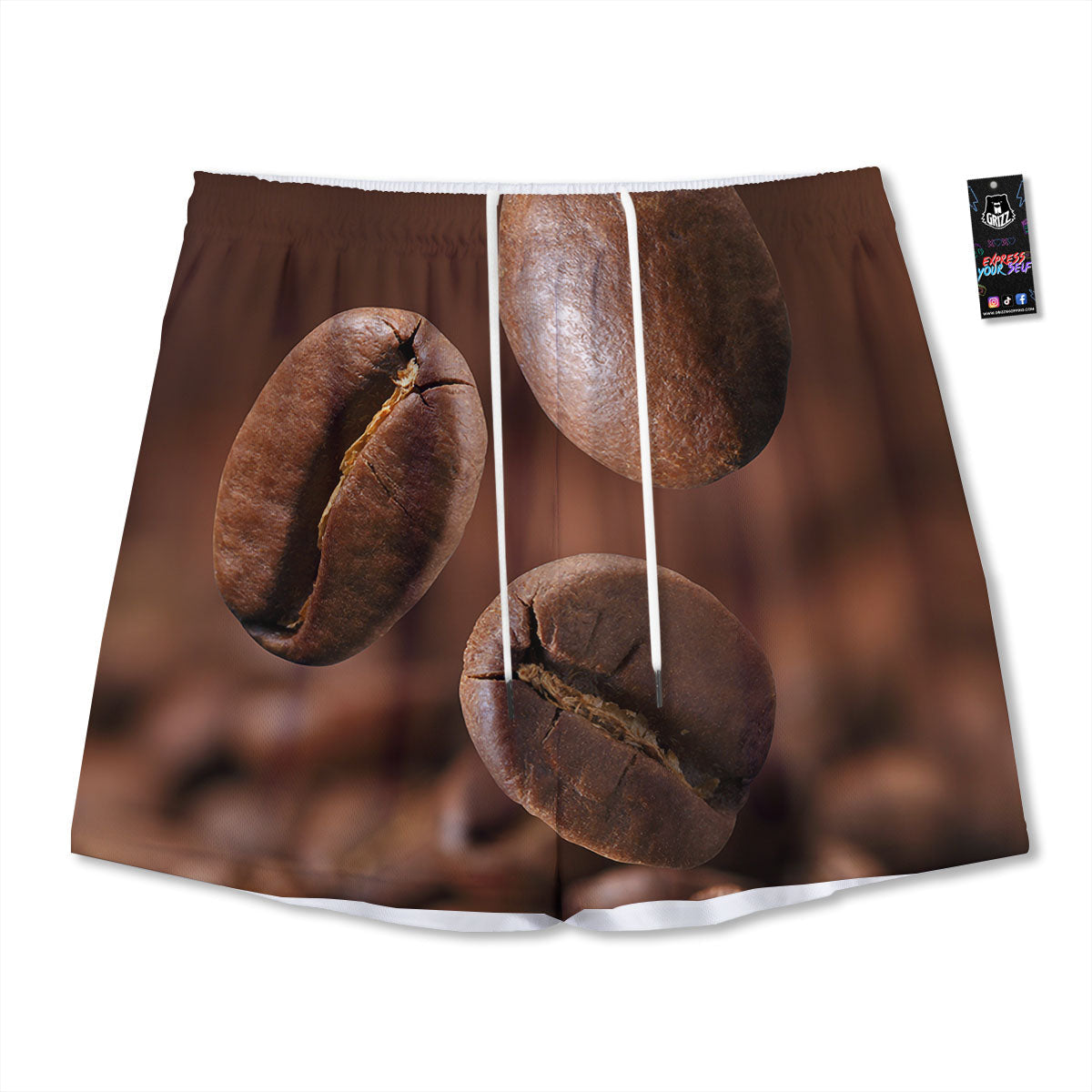 Roasted Coffee Bean Print Mesh Shorts