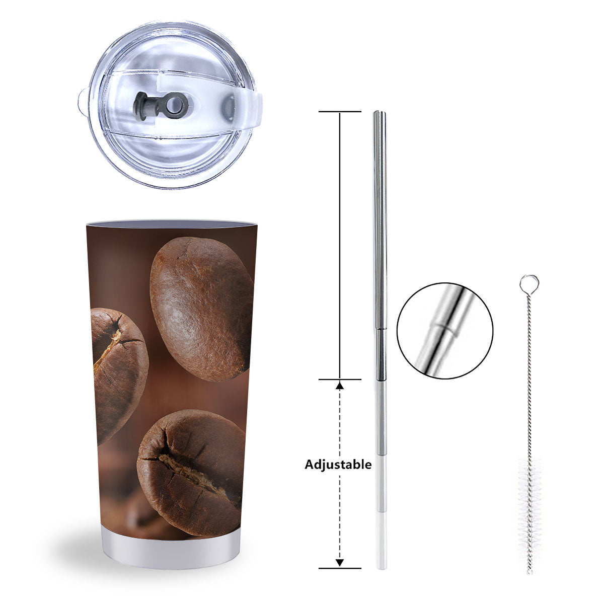 Roasted Coffee Bean Print Tumbler-grizzshop