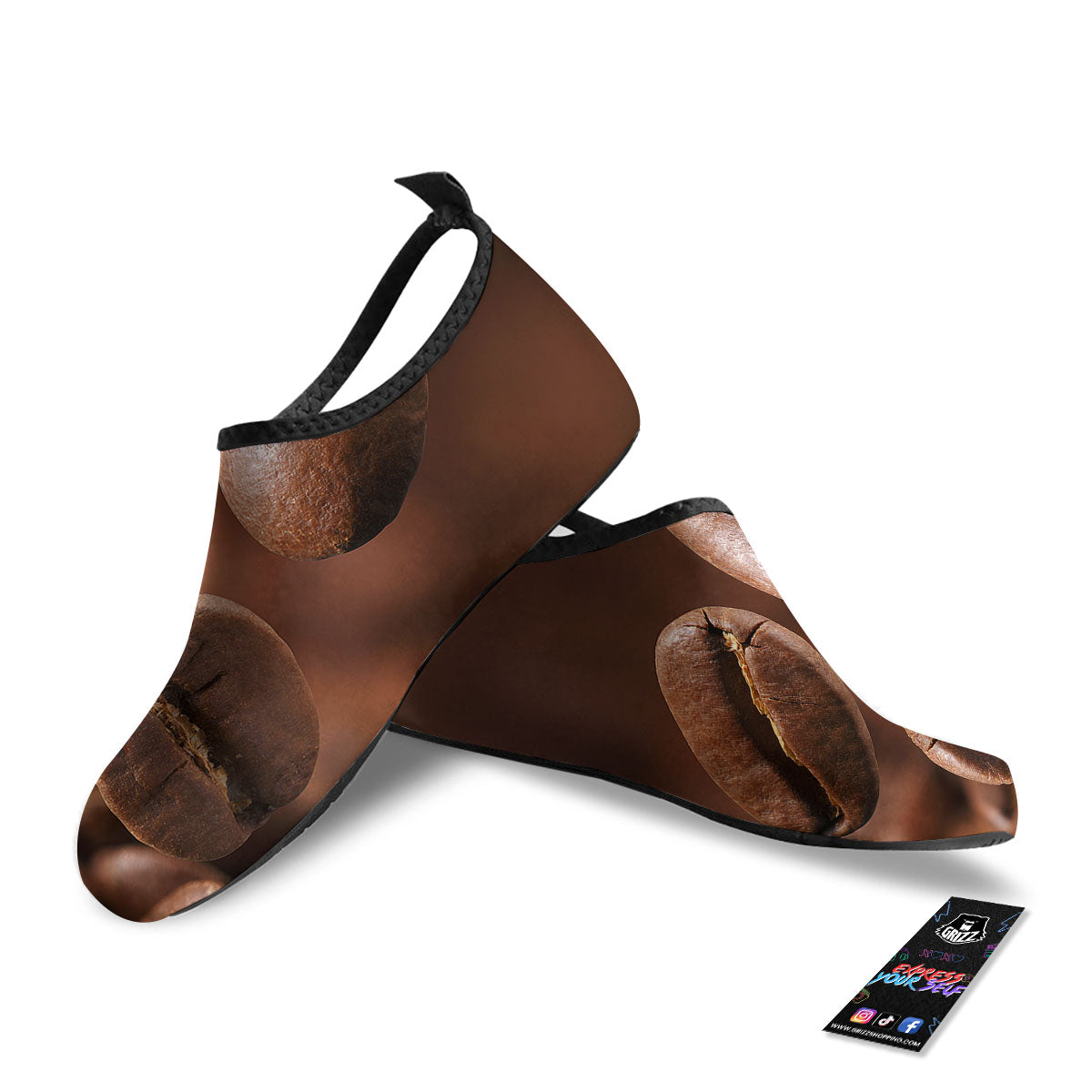 Roasted Coffee Bean Print Water Shoes-grizzshop
