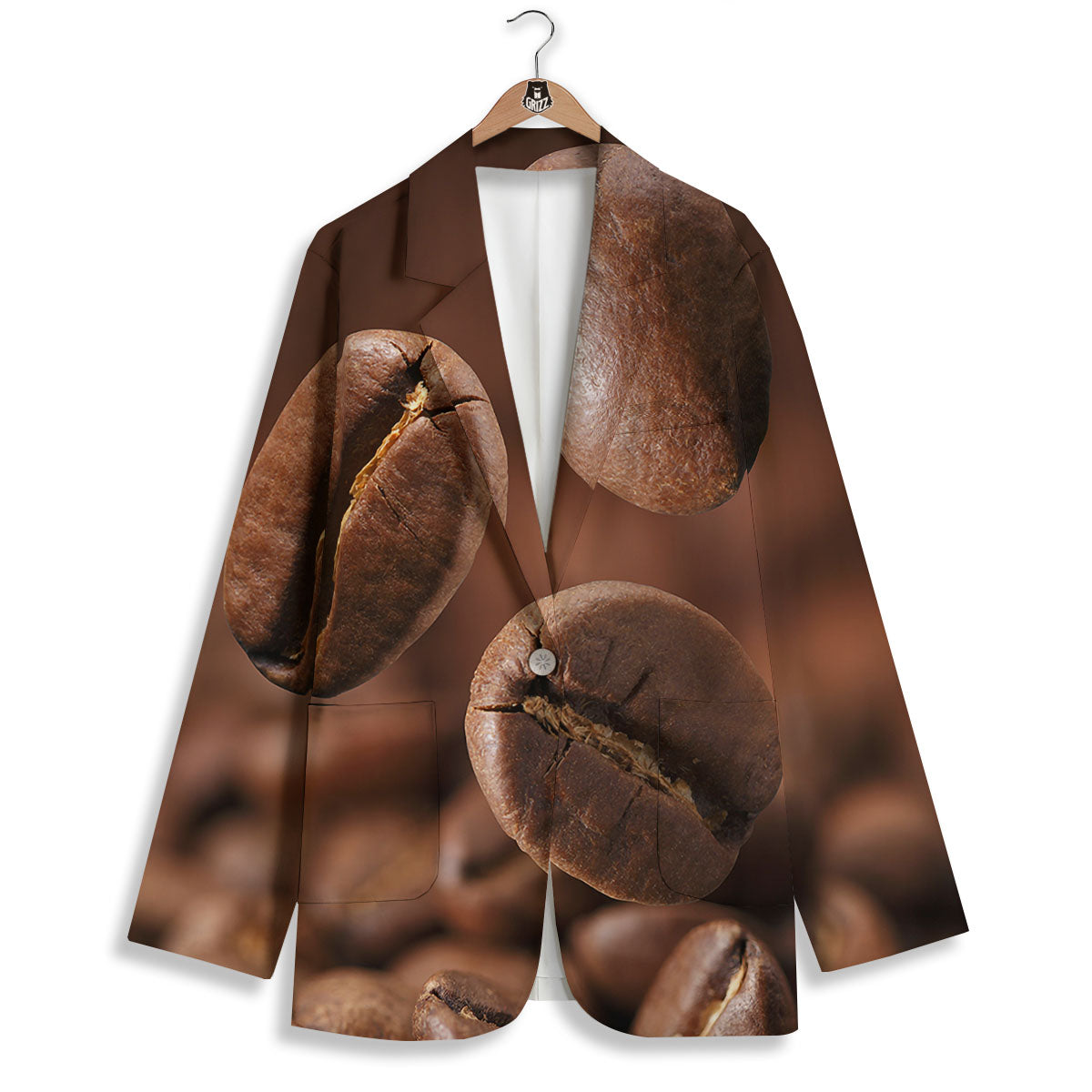 Roasted Coffee Bean Print Women's Blazer-grizzshop