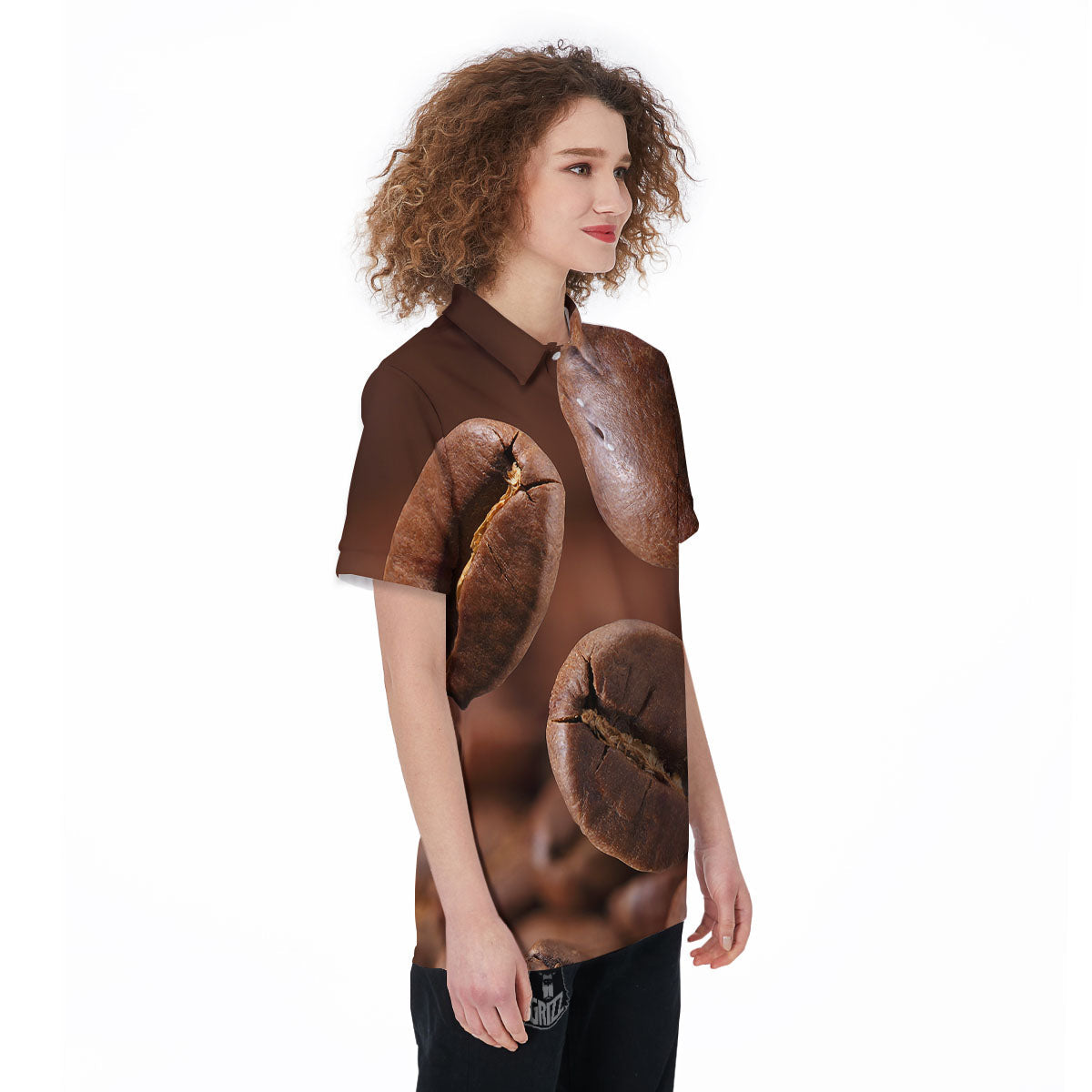 Roasted Coffee Bean Print Women's Golf Shirts-grizzshop