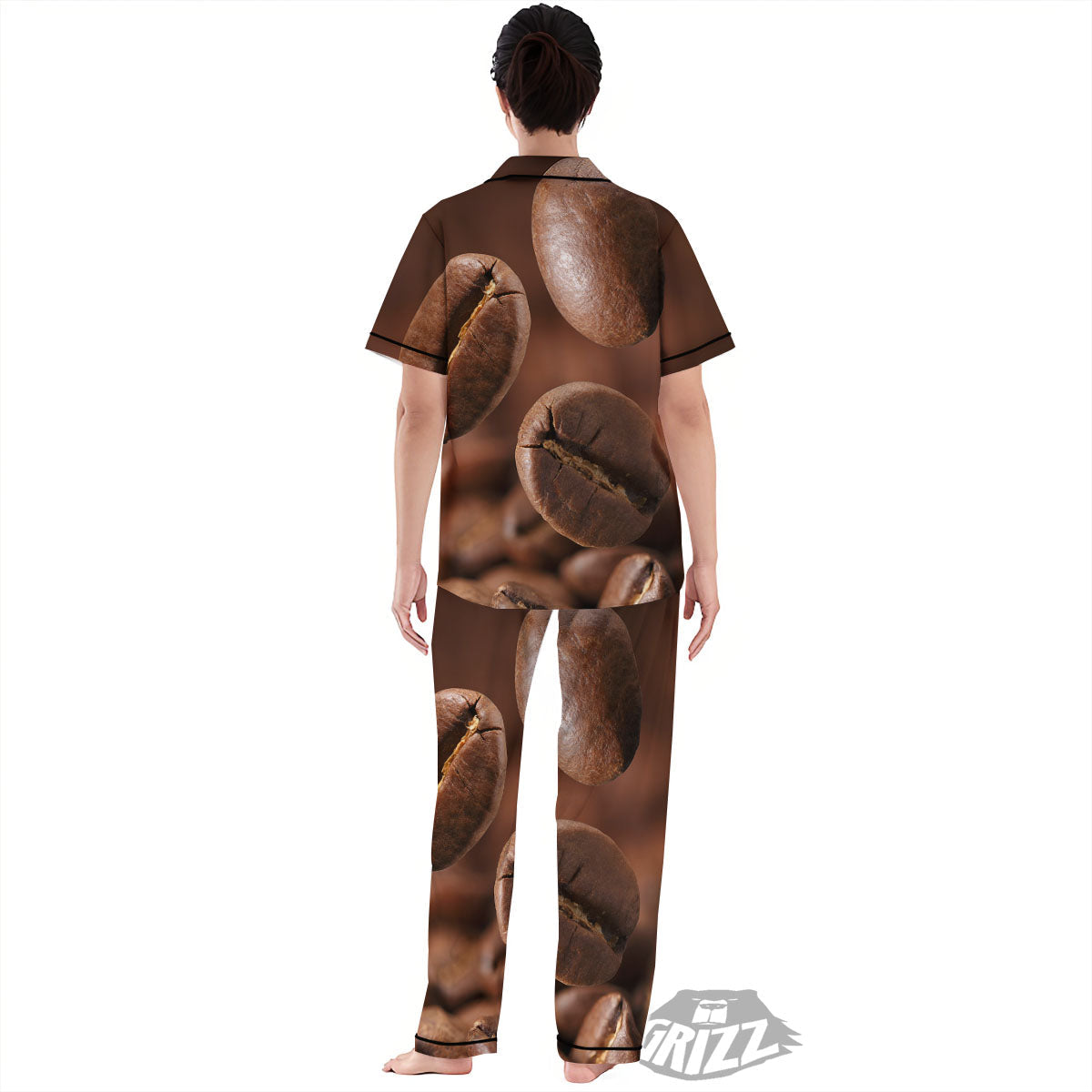 Roasted Coffee Bean Print Women's Pajamas Set-grizzshop