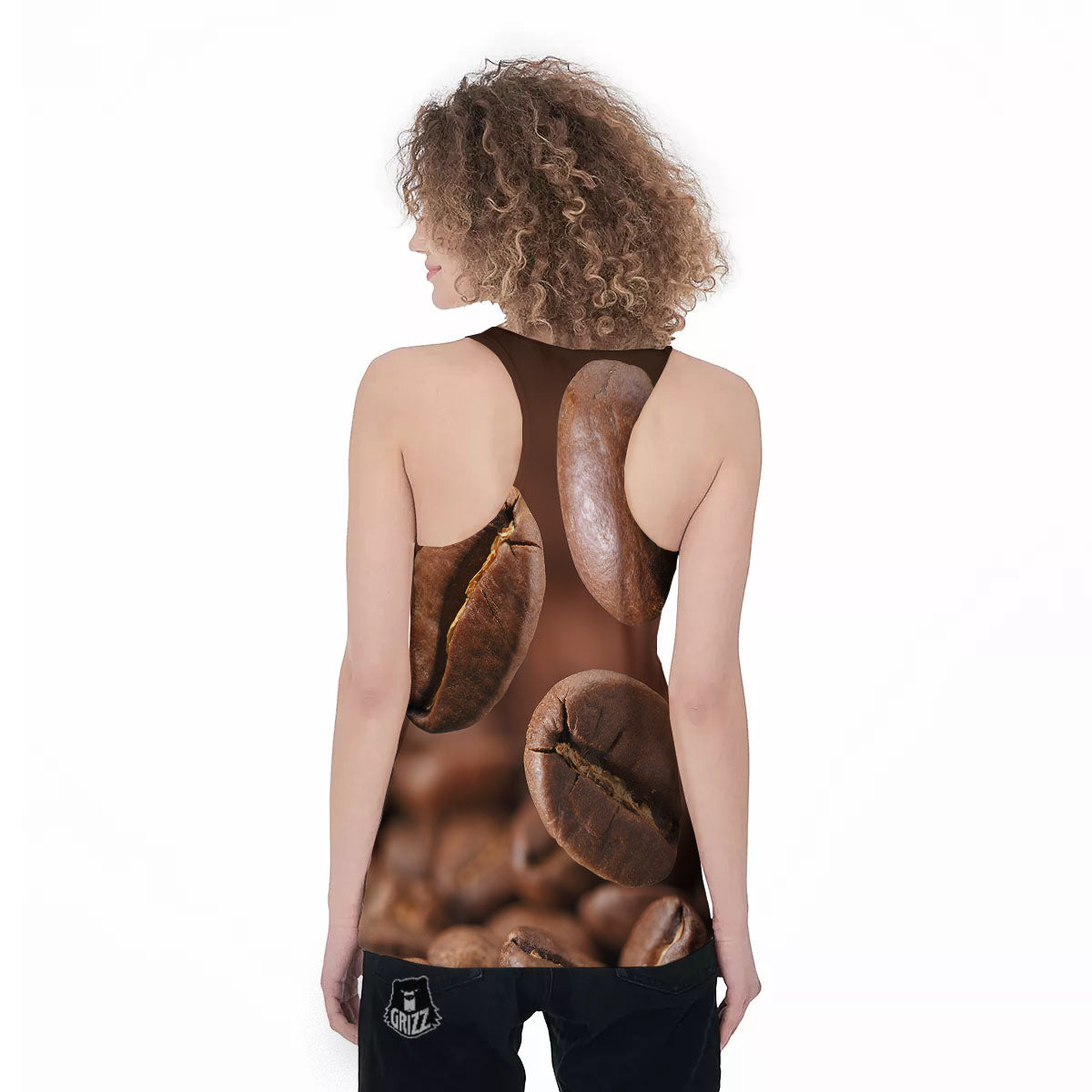 Roasted Coffee Bean Print Women's Racerback Tank Top-grizzshop