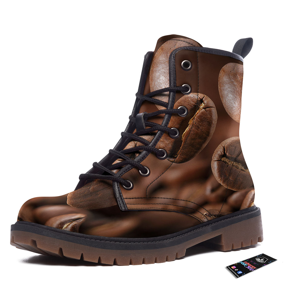 Roasted Coffee Bean Print Work Boots-grizzshop