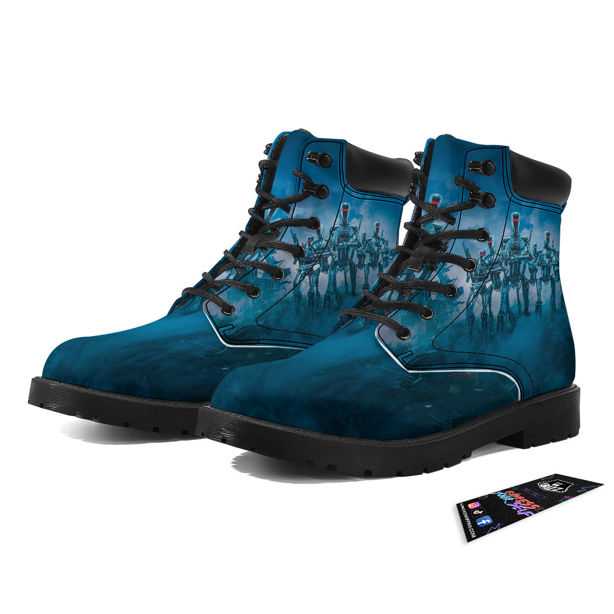 Robot Army Print Boots-grizzshop