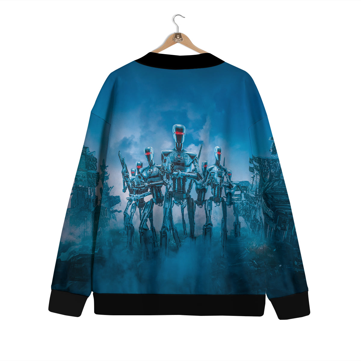 Robot Army Print Cardigan-grizzshop
