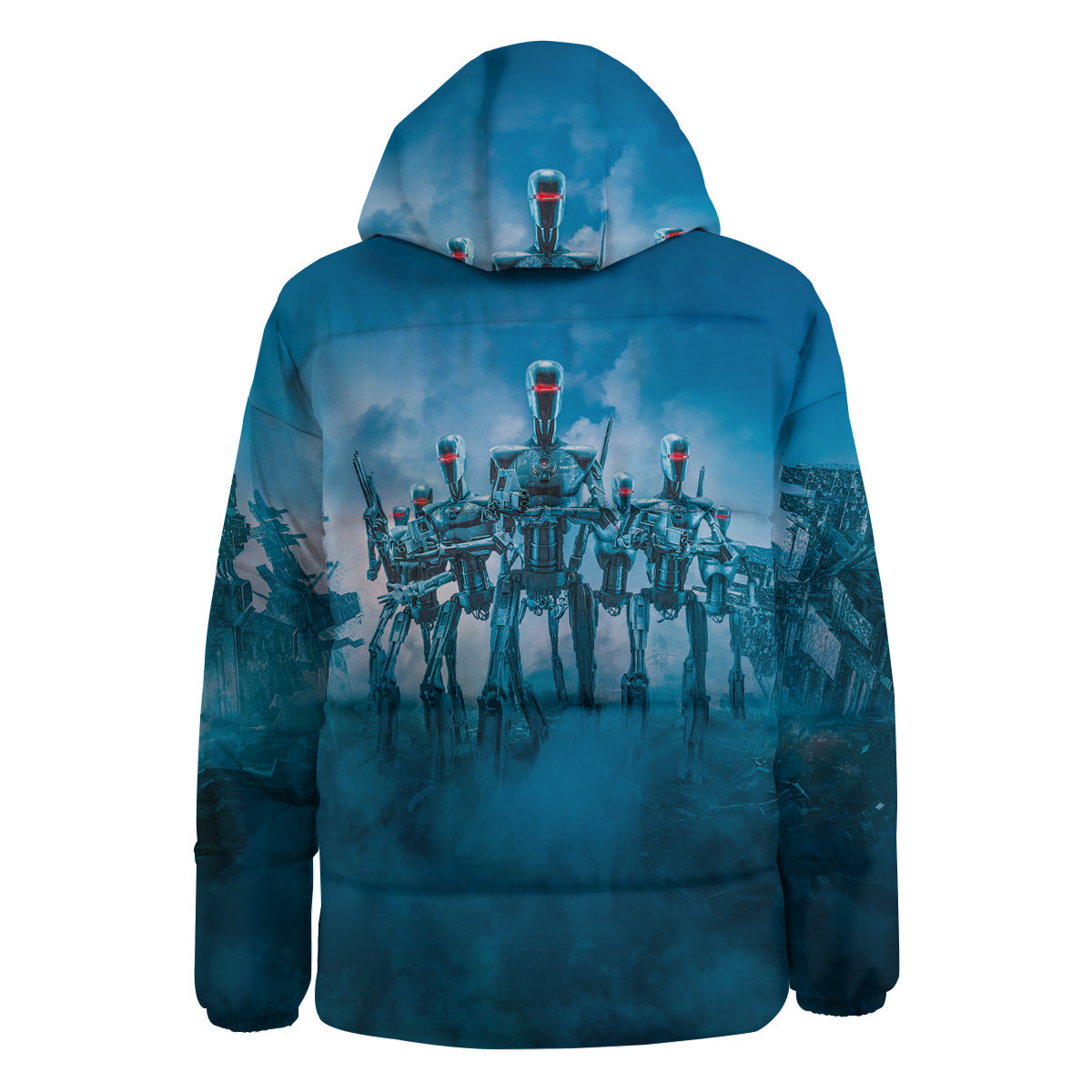 Robot Army Print Down Jacket-grizzshop