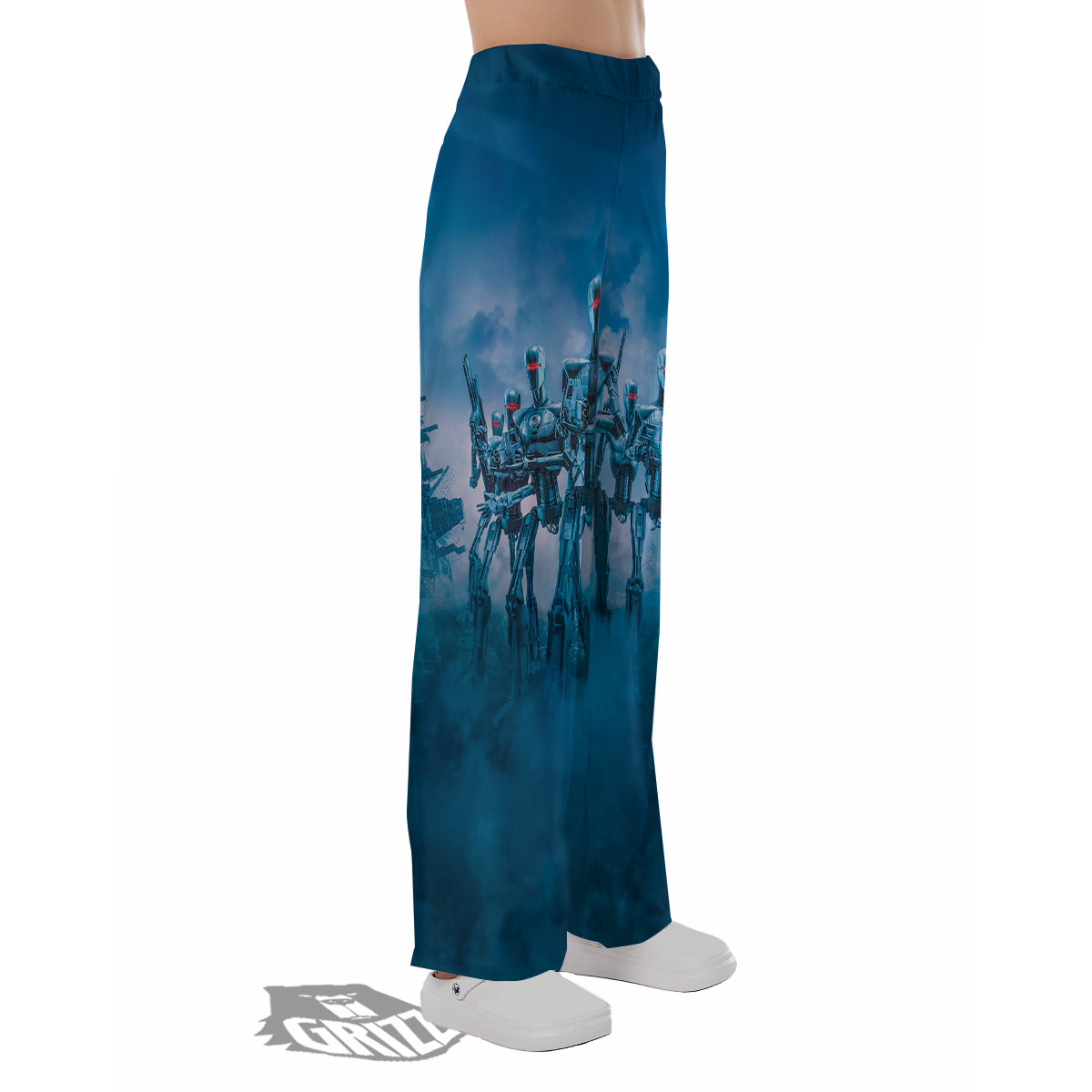 Robot Army Print Pajama Pants-grizzshop