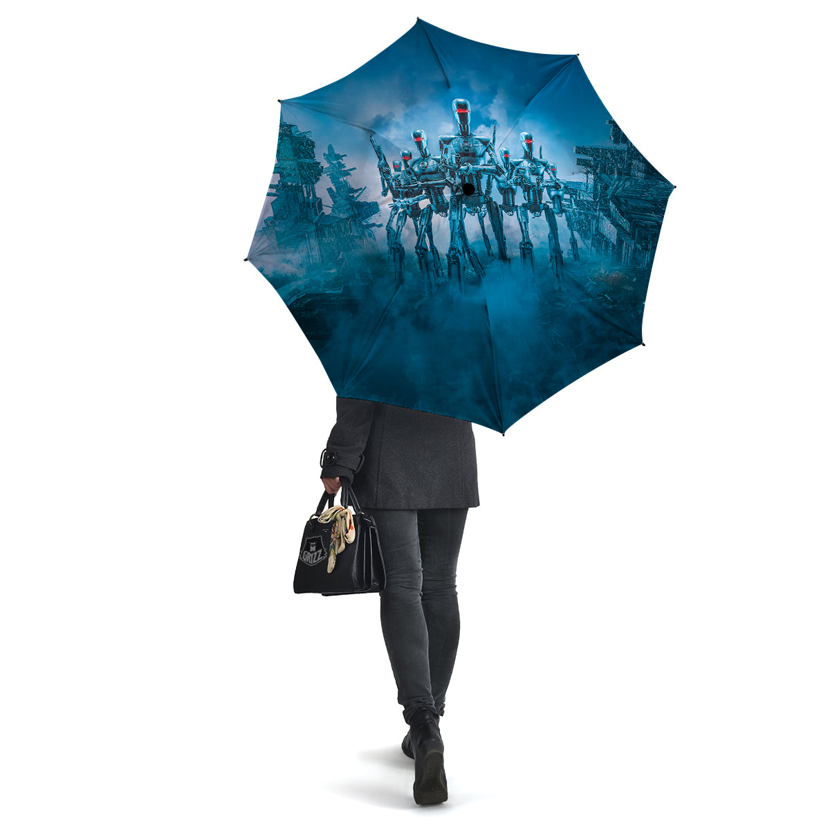 Robot Army Print Umbrella-grizzshop