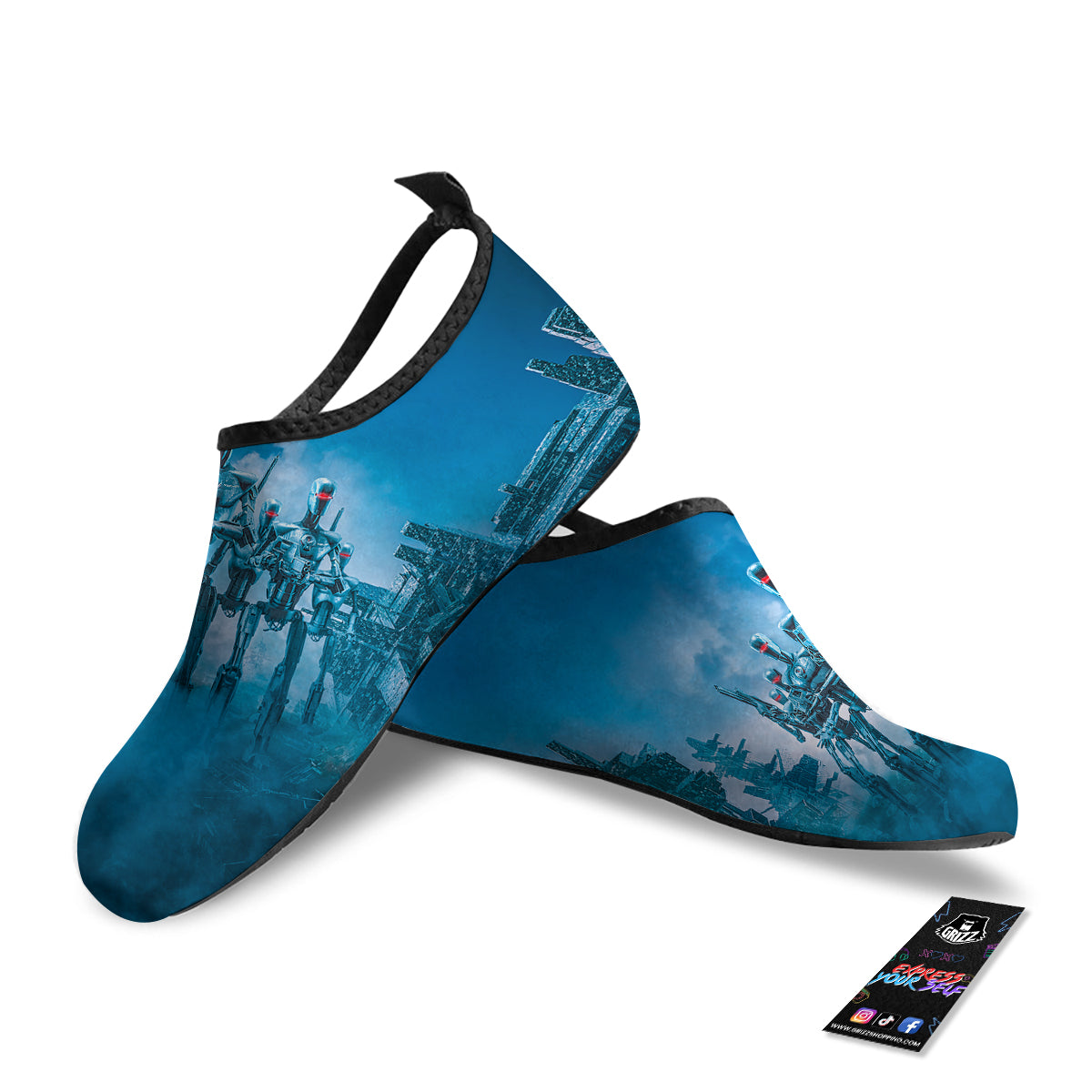 Robot Army Print Water Shoes-grizzshop