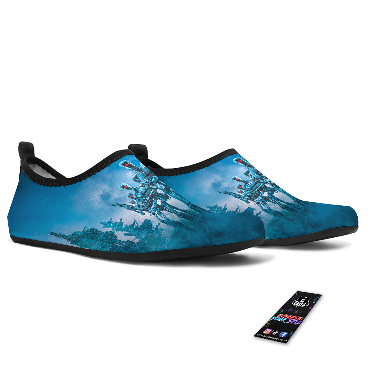 Robot Army Print Water Shoes-grizzshop