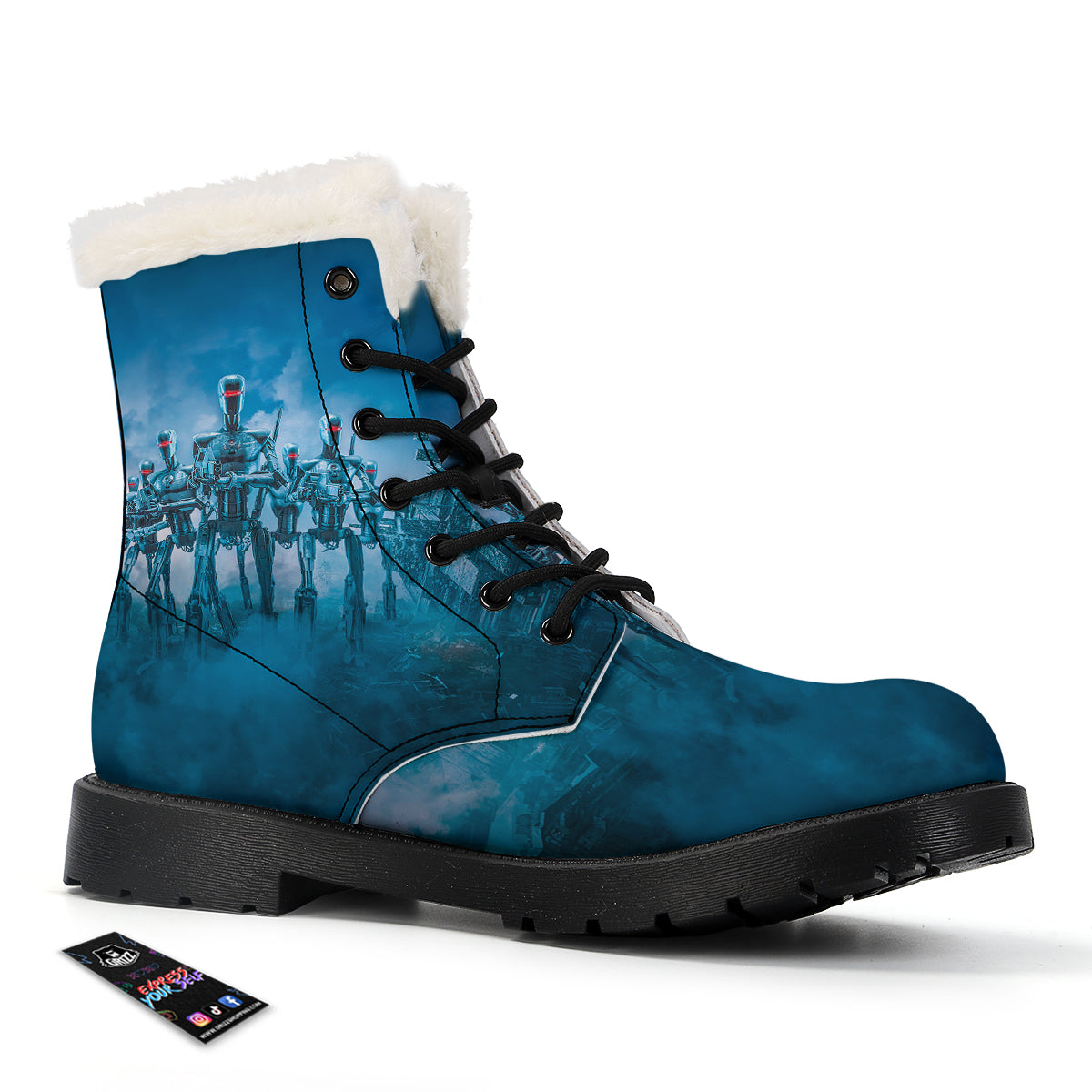 Robot Army Print Winter Boots-grizzshop