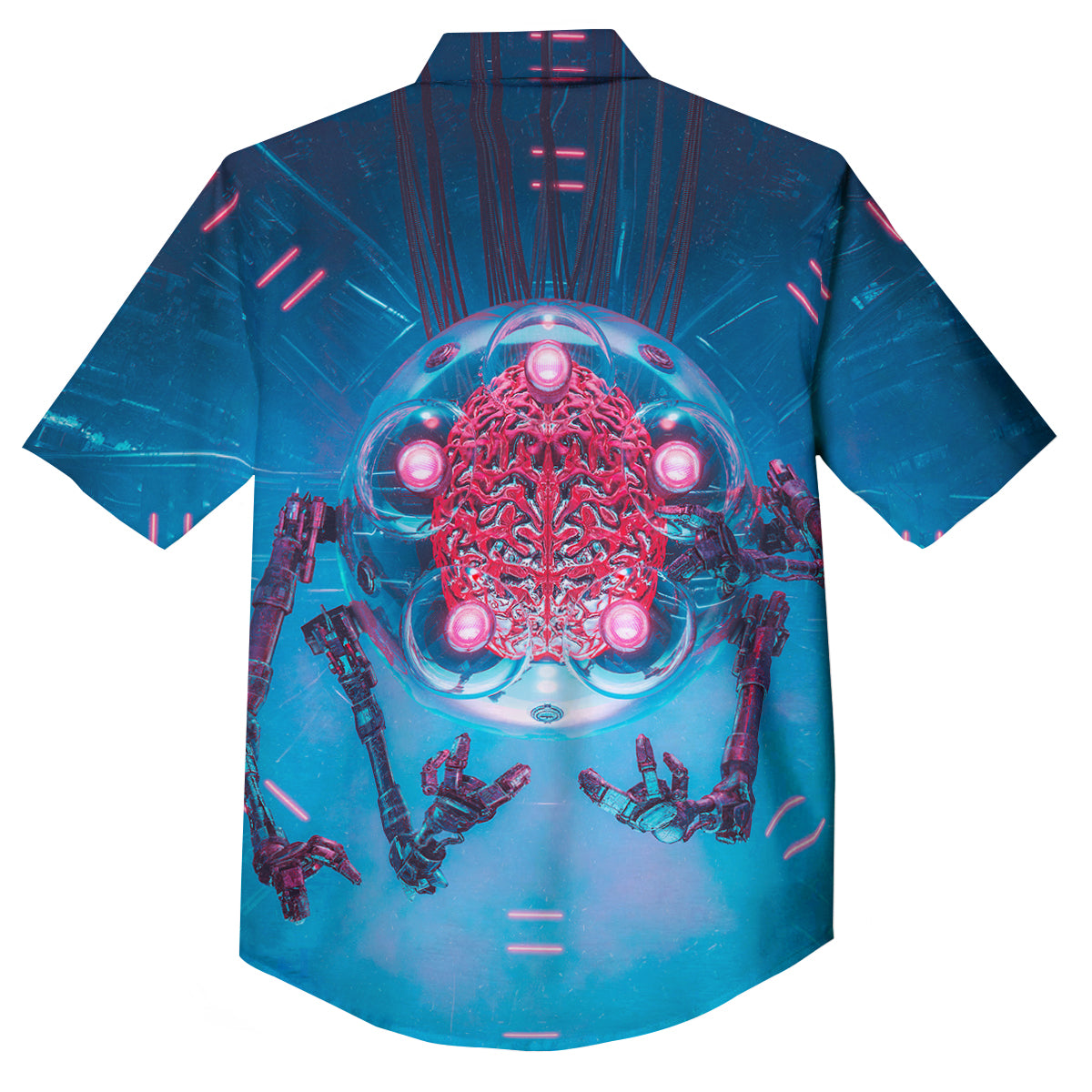Robot Brain Machine Print Button Up Shirt-grizzshop