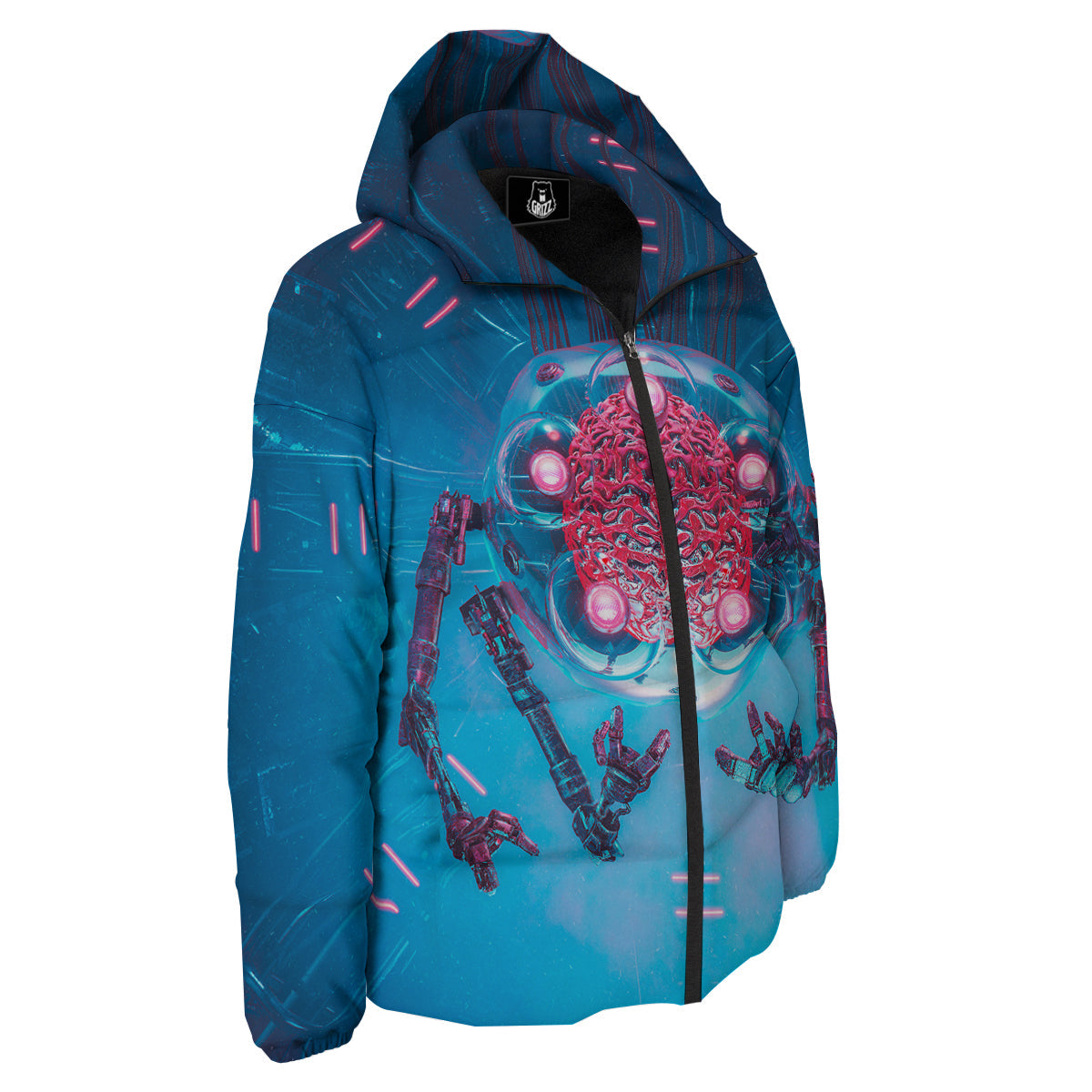 Robot Brain Machine Print Down Jacket-grizzshop