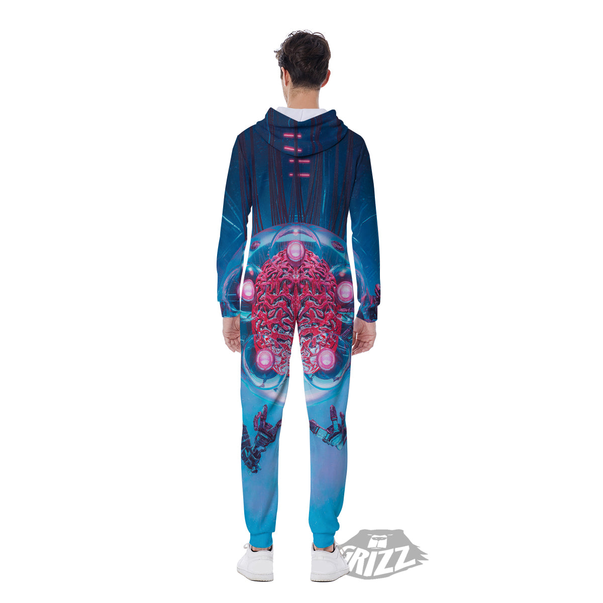 Robot Brain Machine Print Men's Jumpsuit-grizzshop
