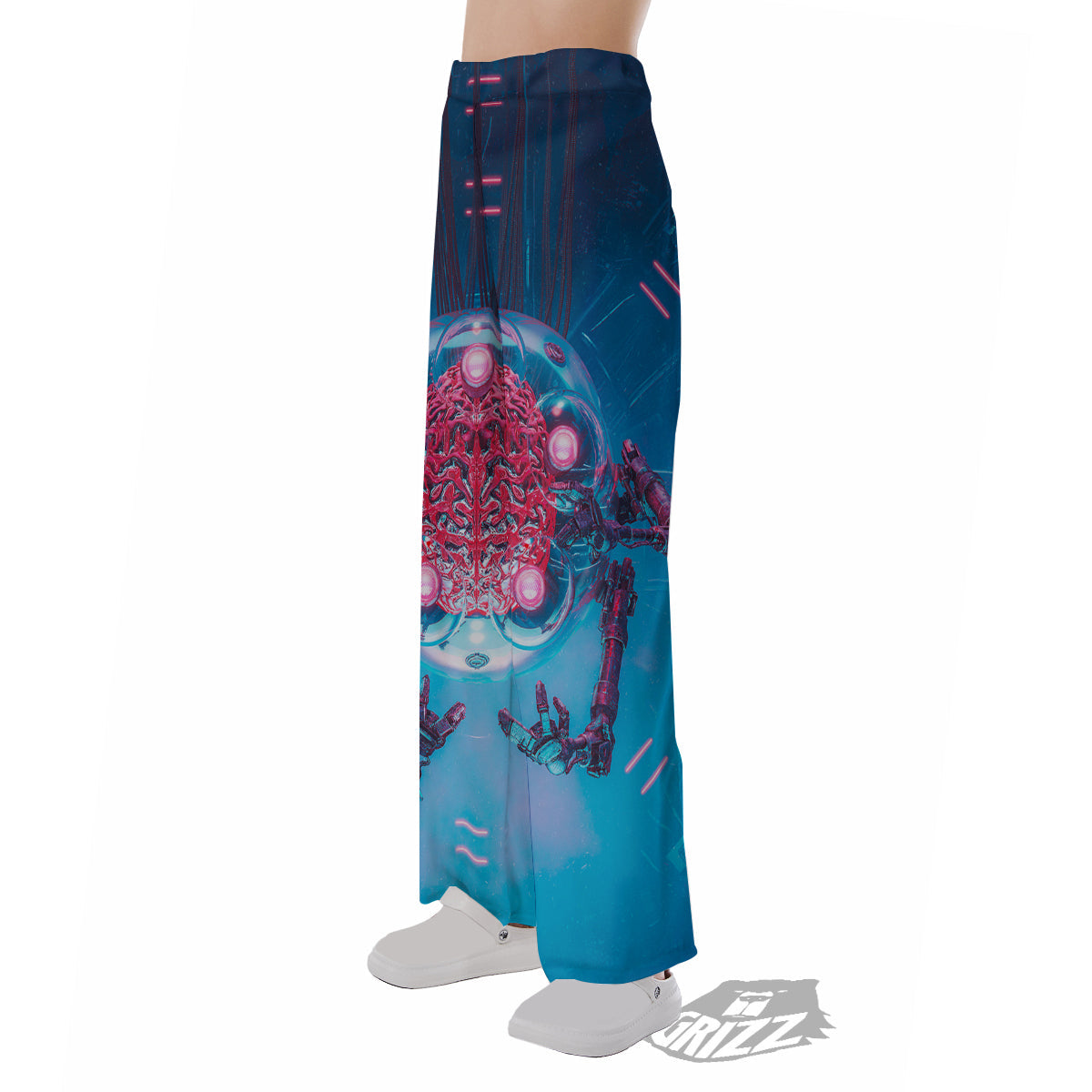 Robot Brain Machine Print Pajama Pants-grizzshop