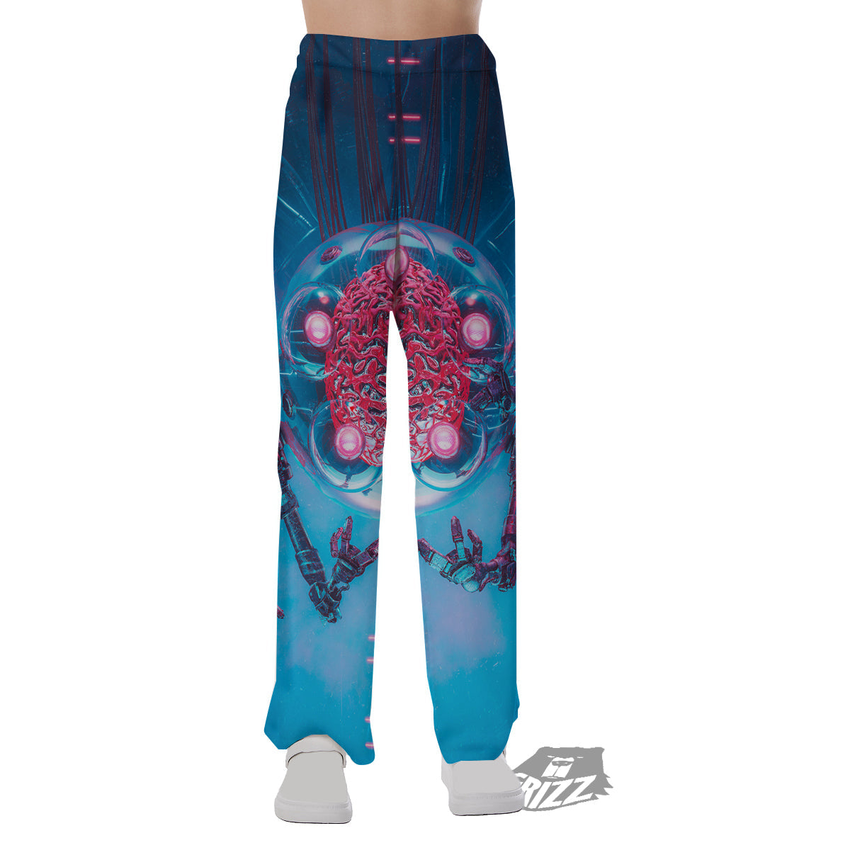 Robot Brain Machine Print Pajama Pants-grizzshop