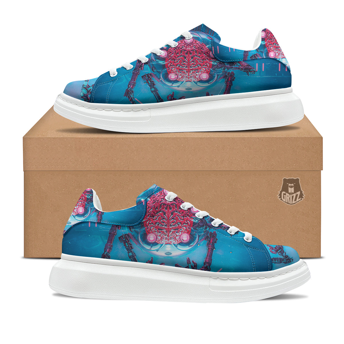 Robot Brain Machine Print Platform Shoes-grizzshop