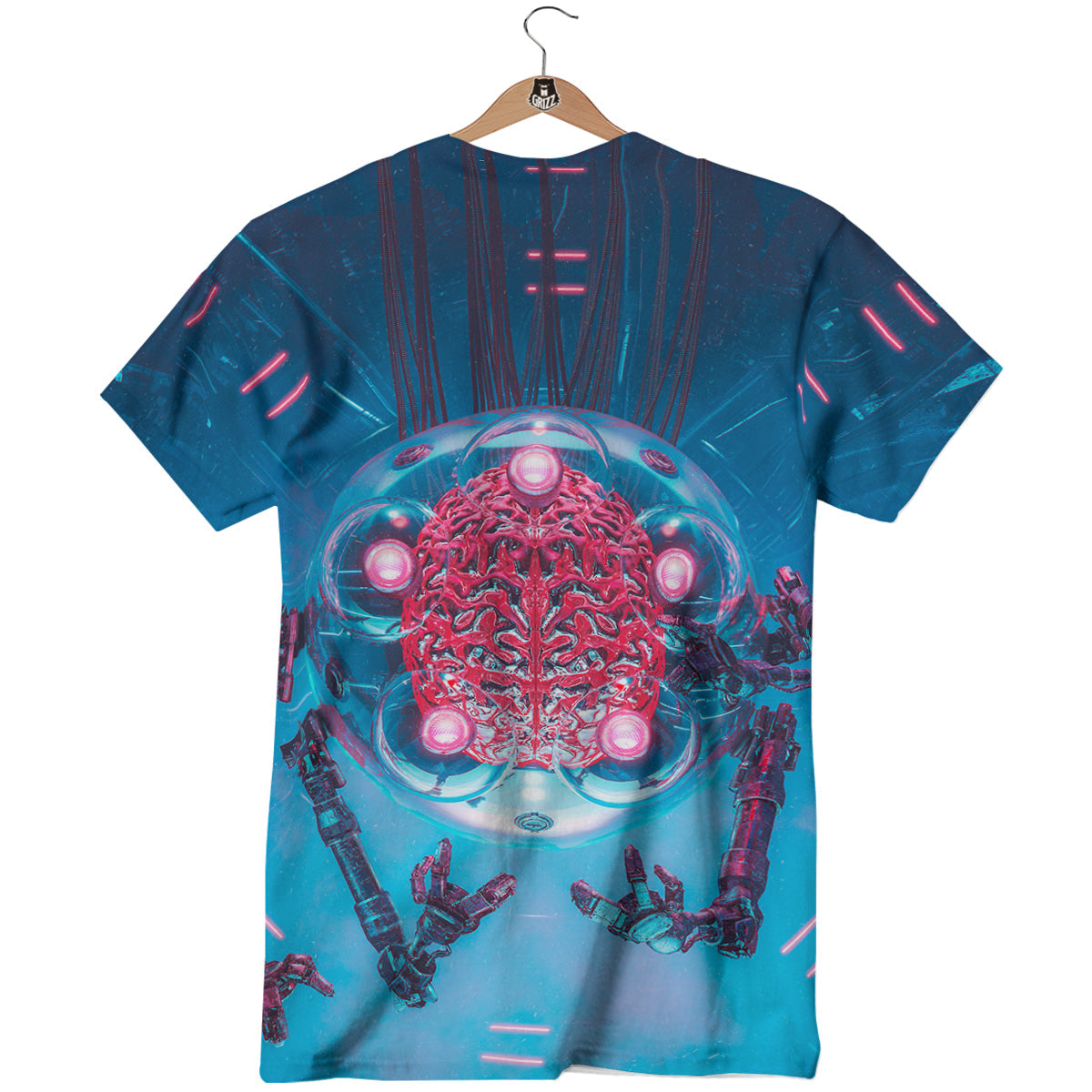 Robot Brain Machine Print T-Shirt-grizzshop