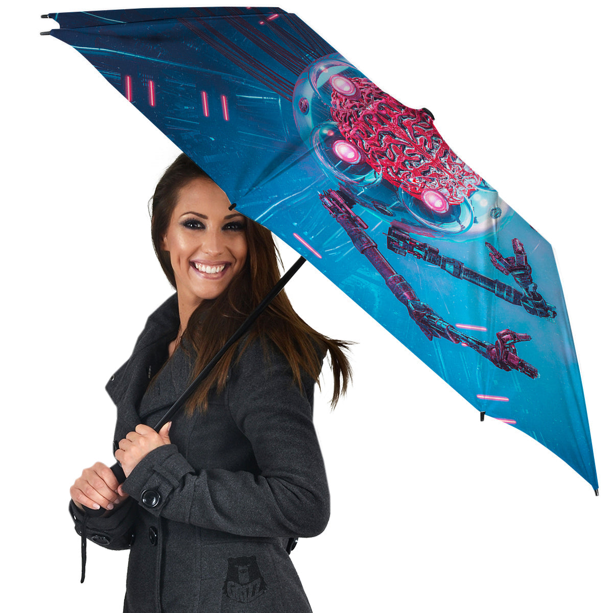 Robot Brain Machine Print Umbrella-grizzshop