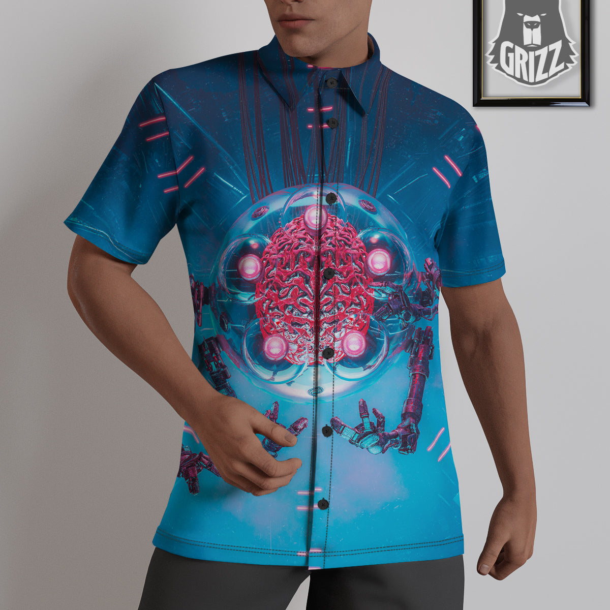 Robot Brain Machine Print Untucked Shirts-grizzshop
