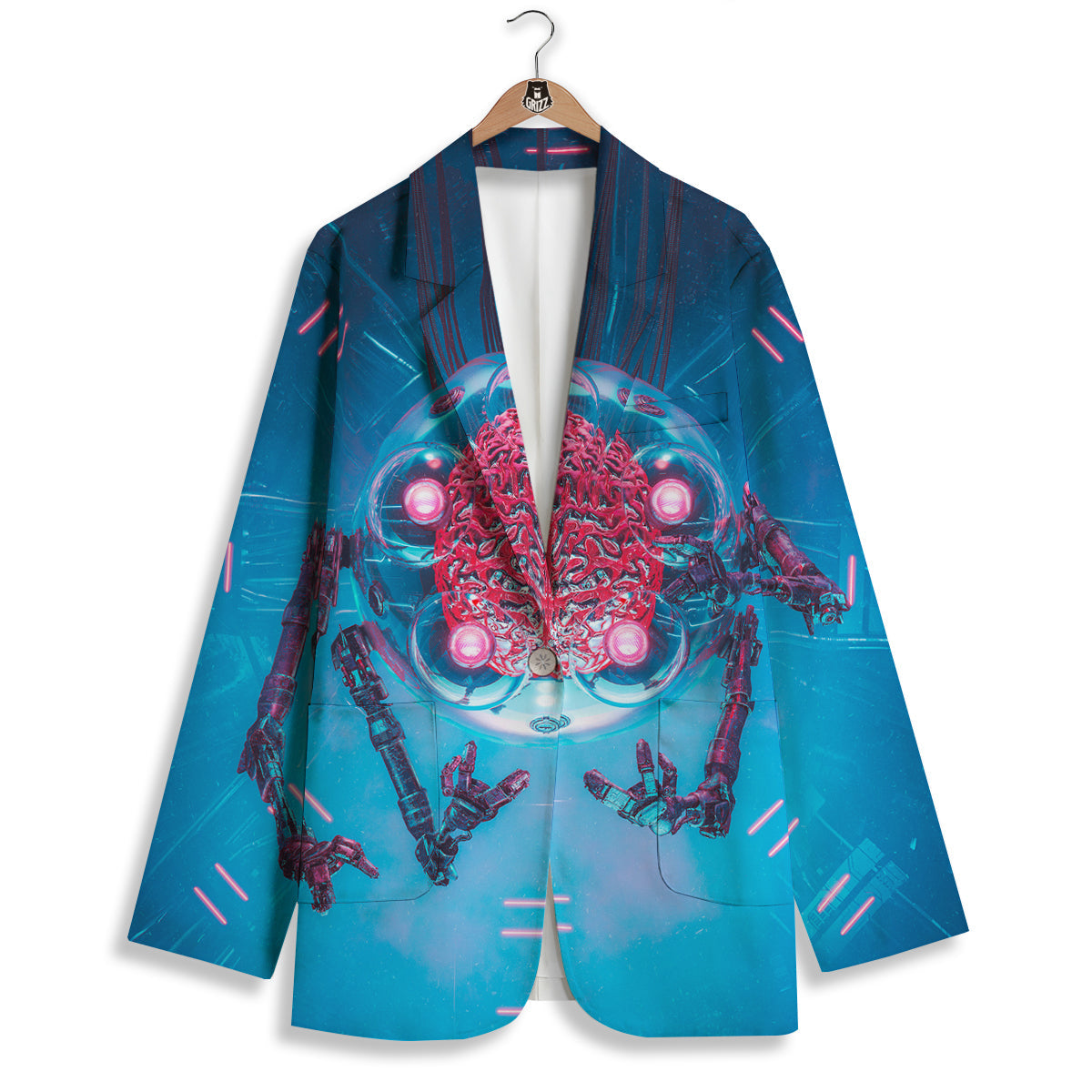 Robot Brain Machine Print Women's Blazer-grizzshop