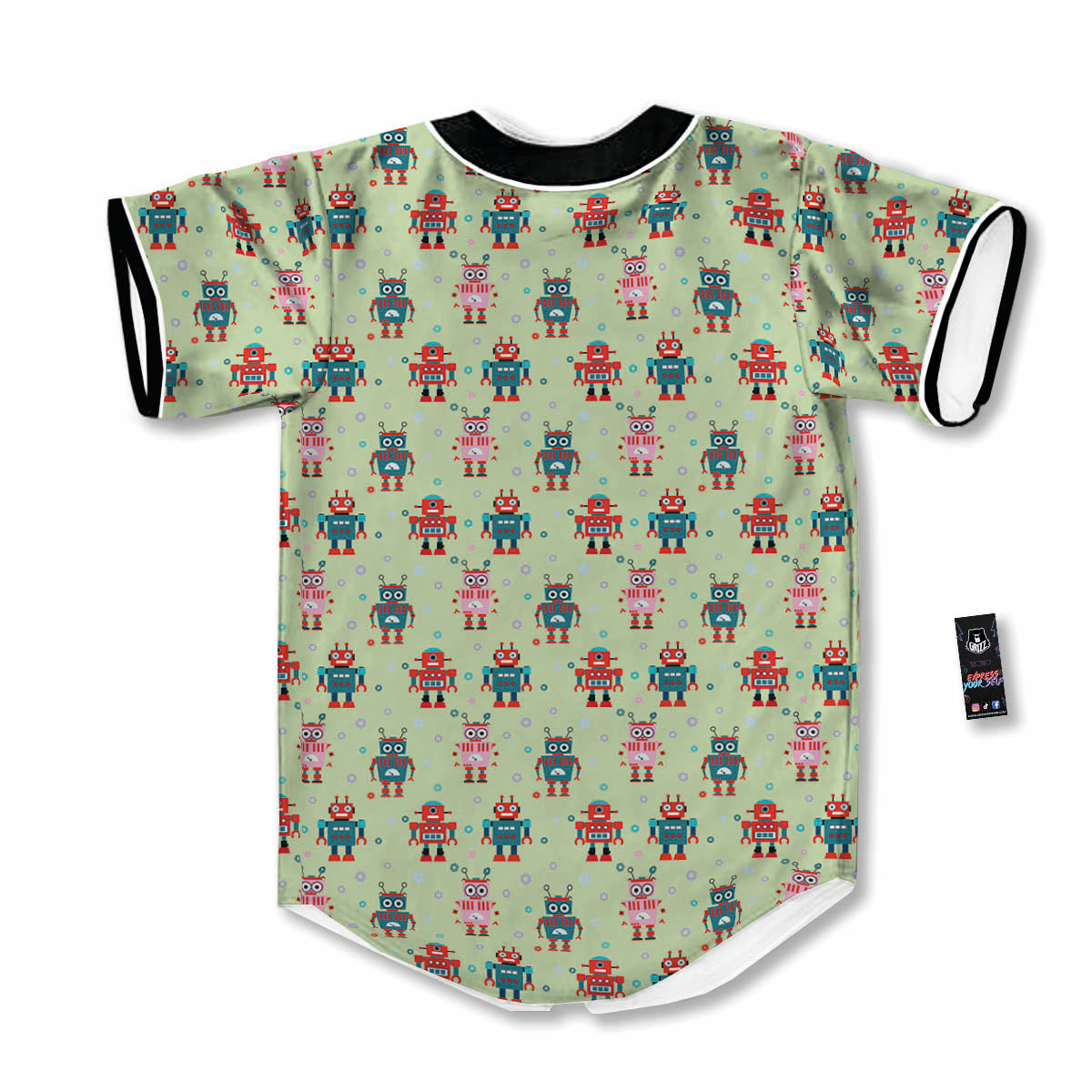 Robot Colorful Print Pattern Baseball Jersey-grizzshop