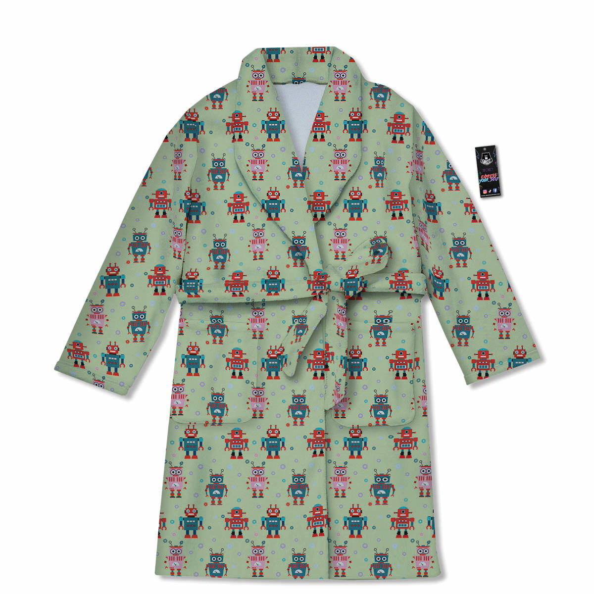 Robot Colorful Print Pattern Bathrobe-grizzshop