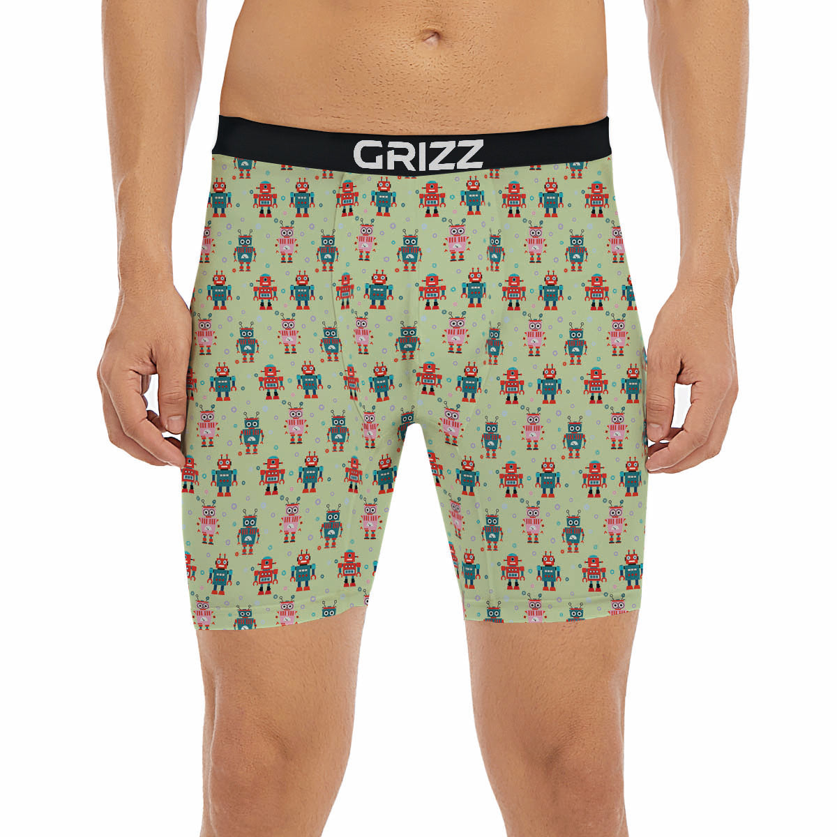 Robot Colorful Print Pattern Boxer Briefs-grizzshop