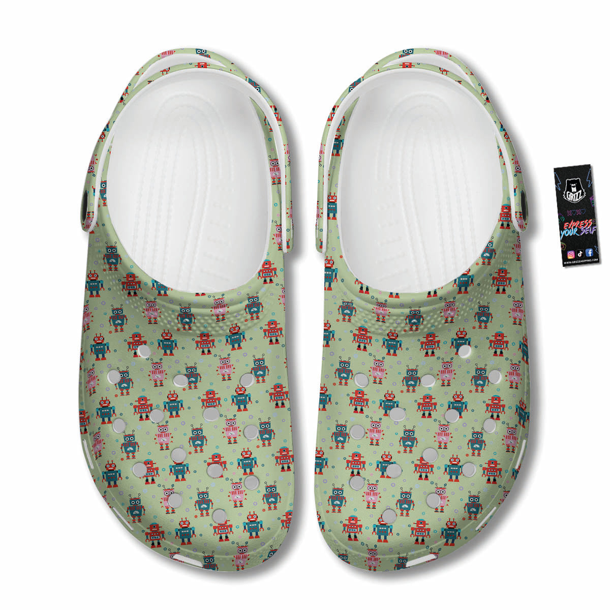 Robot Colorful Print Pattern Clog-grizzshop