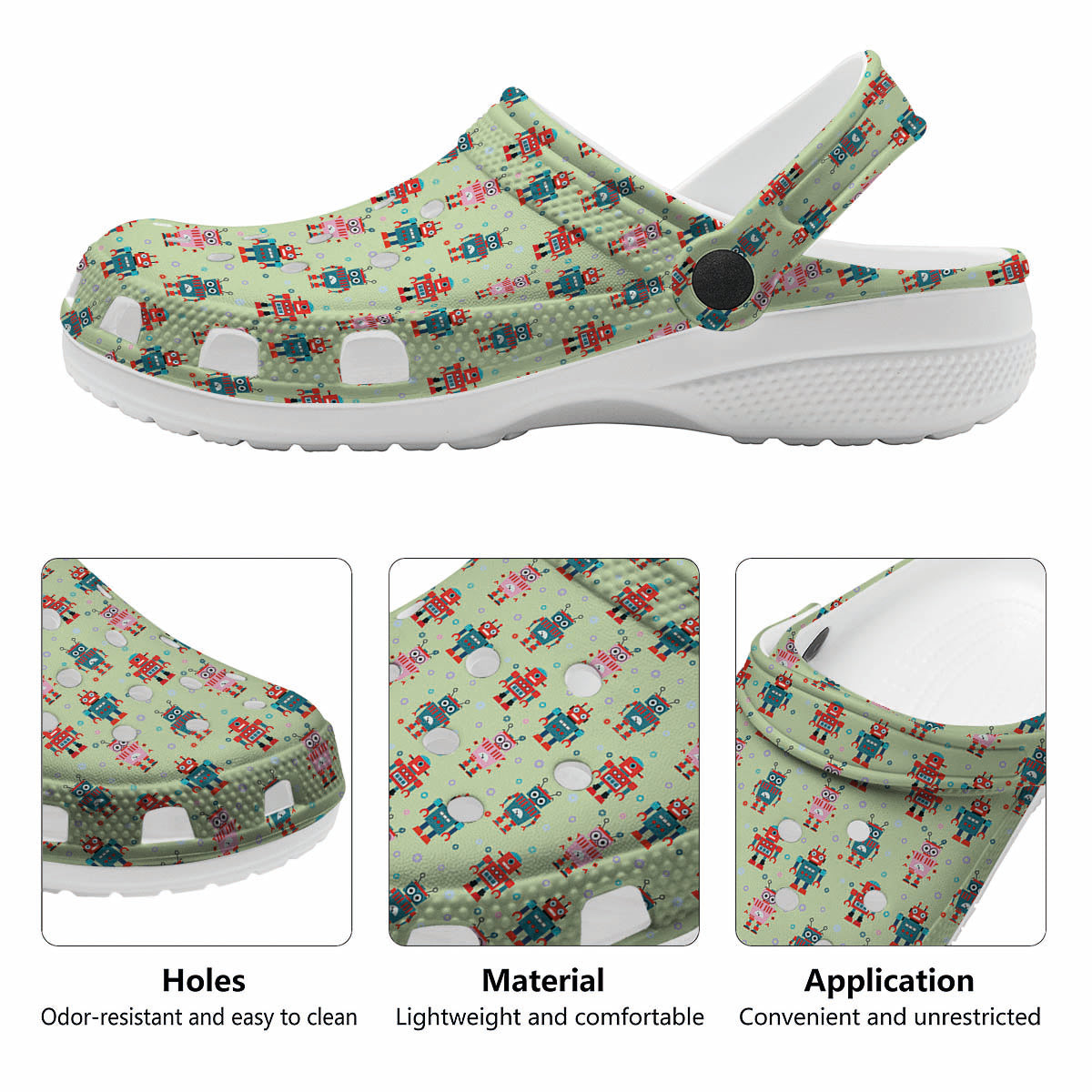 Robot Colorful Print Pattern Clog-grizzshop