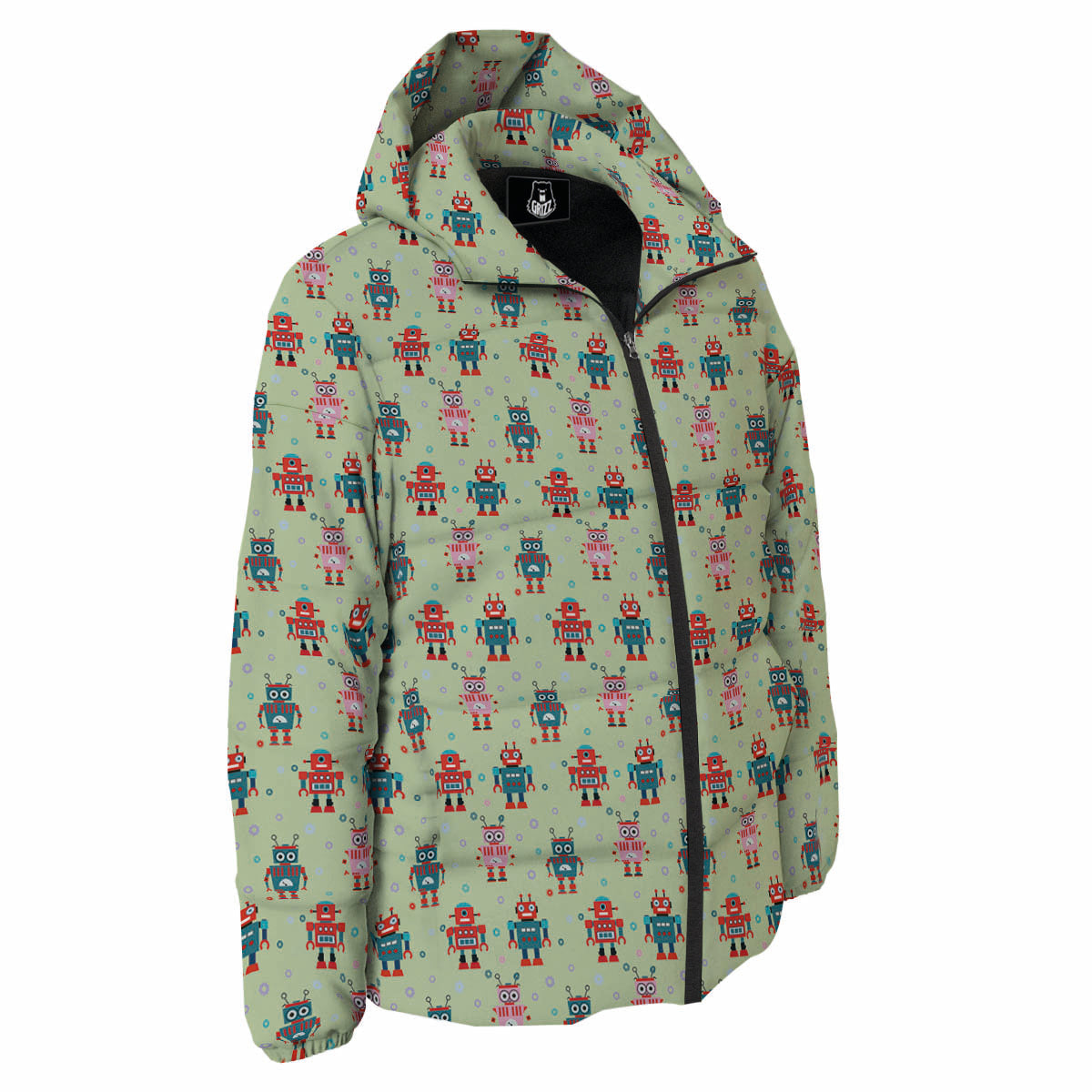 Robot Colorful Print Pattern Down Jacket-grizzshop
