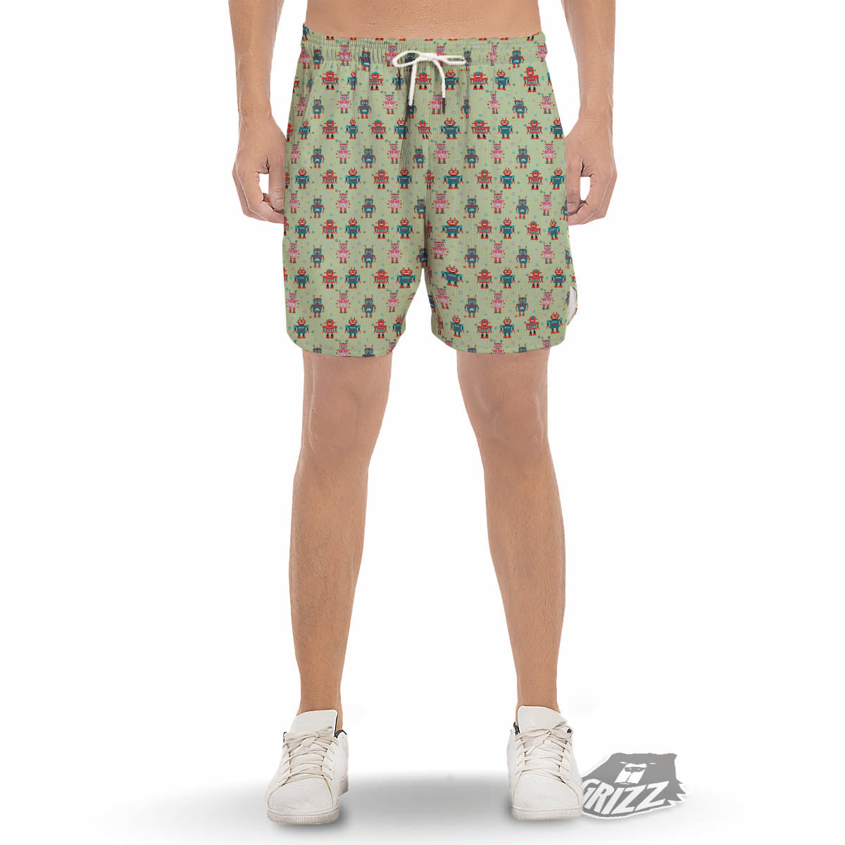 Robot Colorful Print Pattern Men's Gym Shorts-grizzshop
