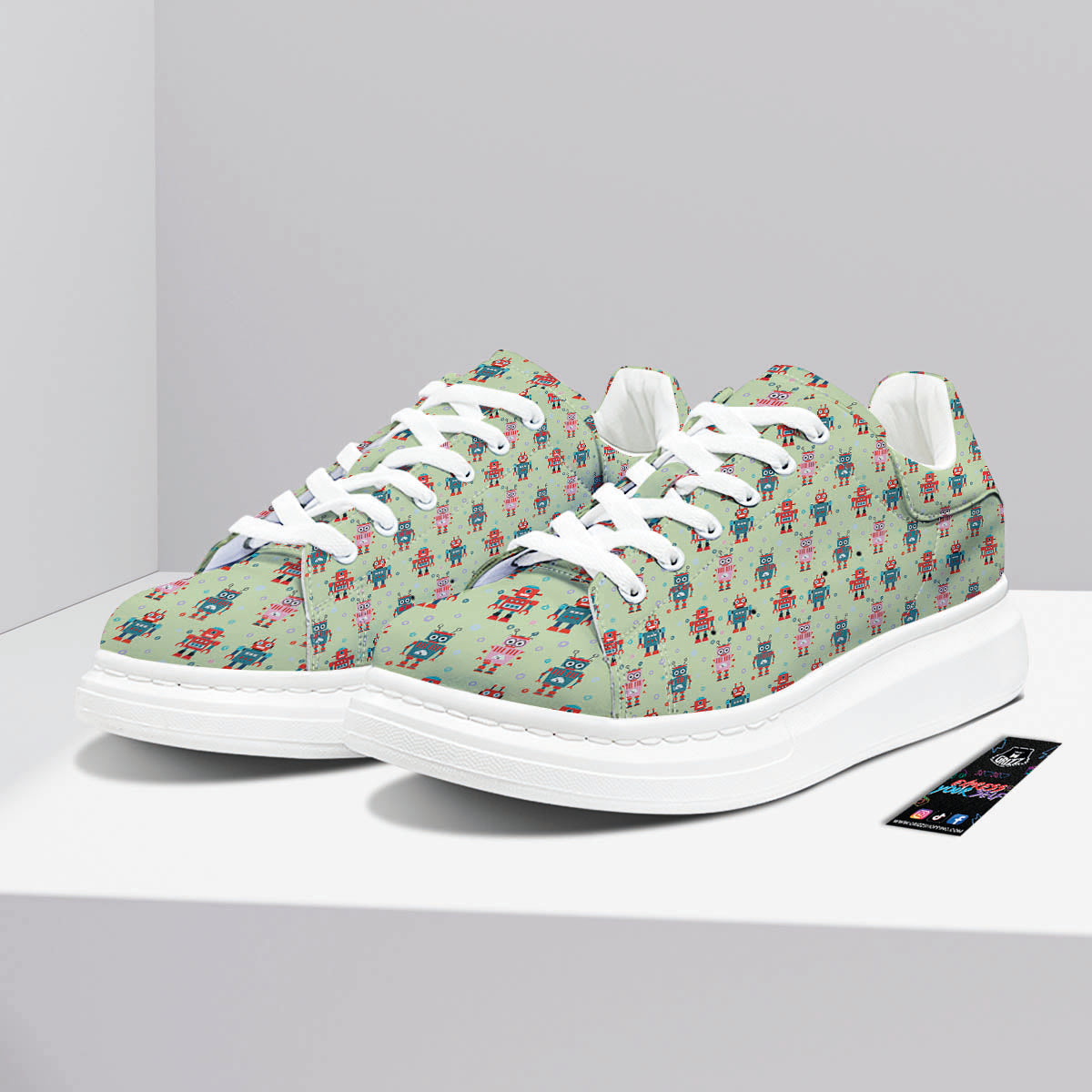 Robot Colorful Print Pattern Platform Shoes-grizzshop